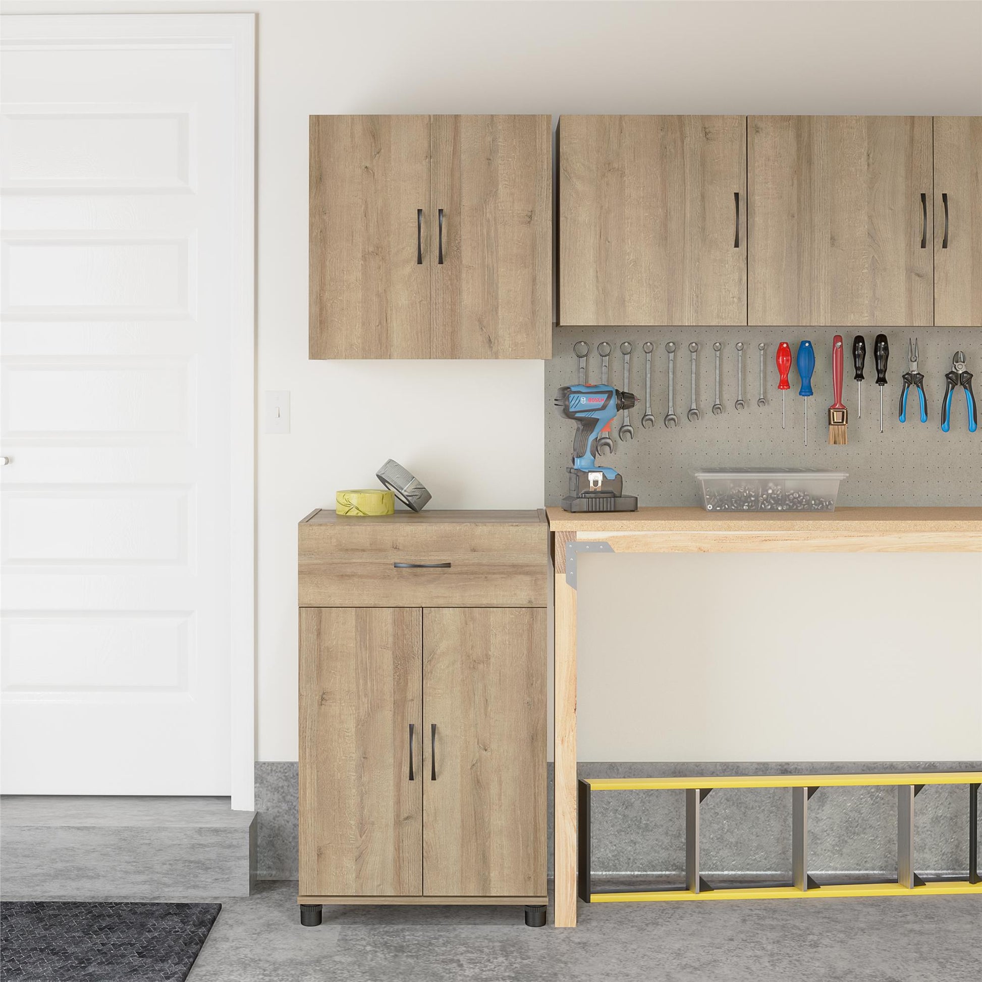 Basin 24" 2 Door Wall Cabinet with Adjustable Shelf - Natural