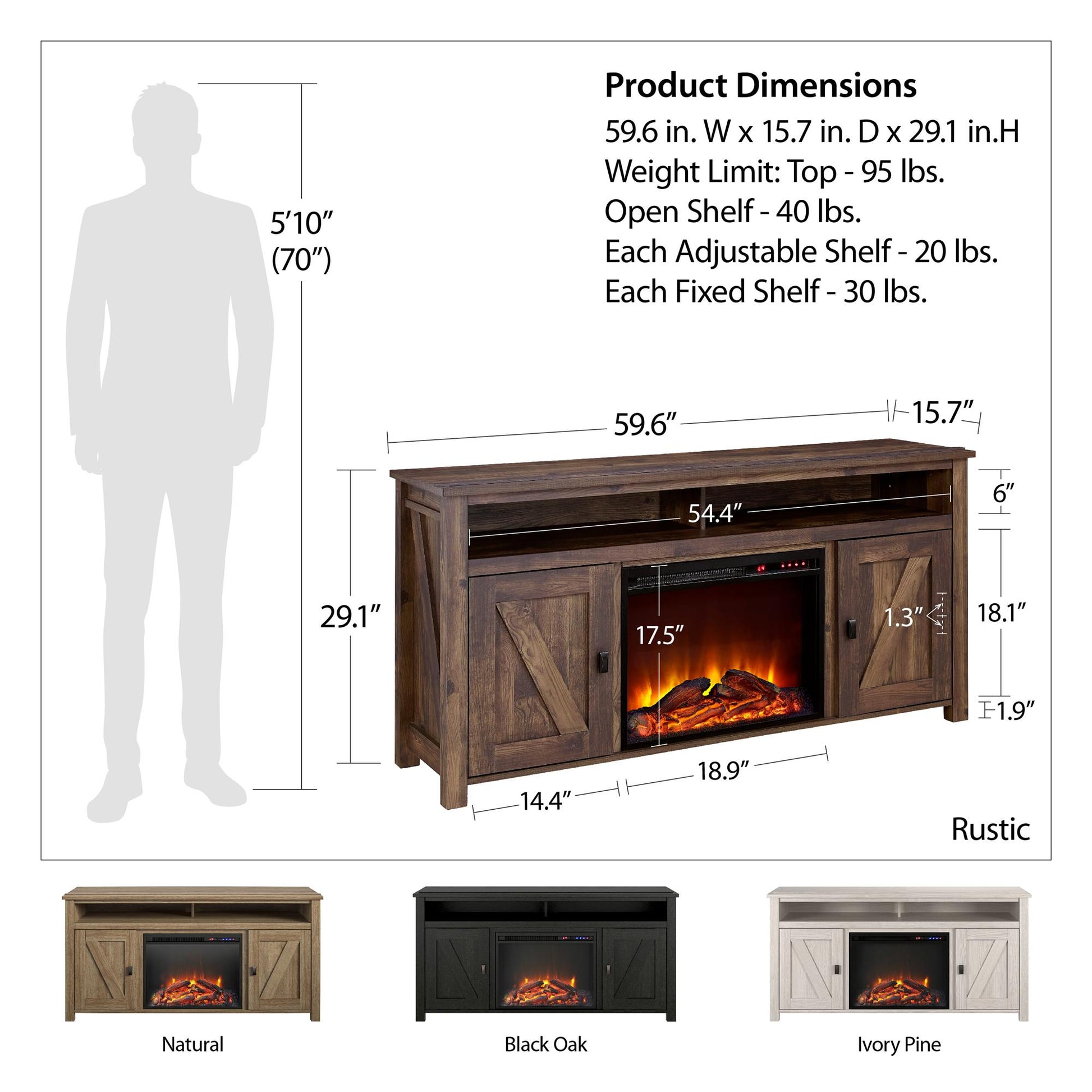 Farmington Electric Fireplace TV Console for TVs up to 60 Inch - Natural