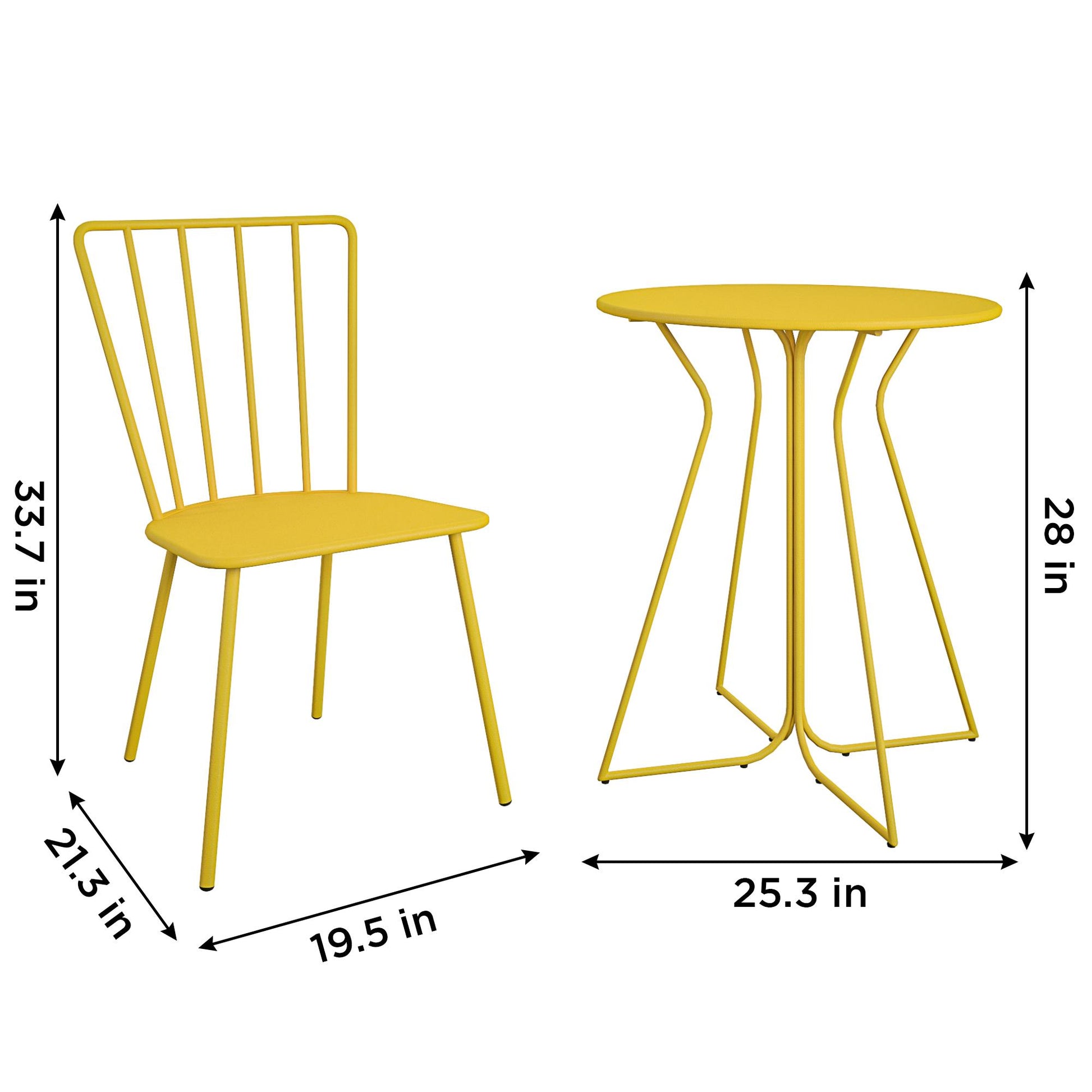 Novogratz Poolside Gossip Collection, Heidi Outdoor/Indoor Bistro Set, 3 Piece, Yellow - Yellow