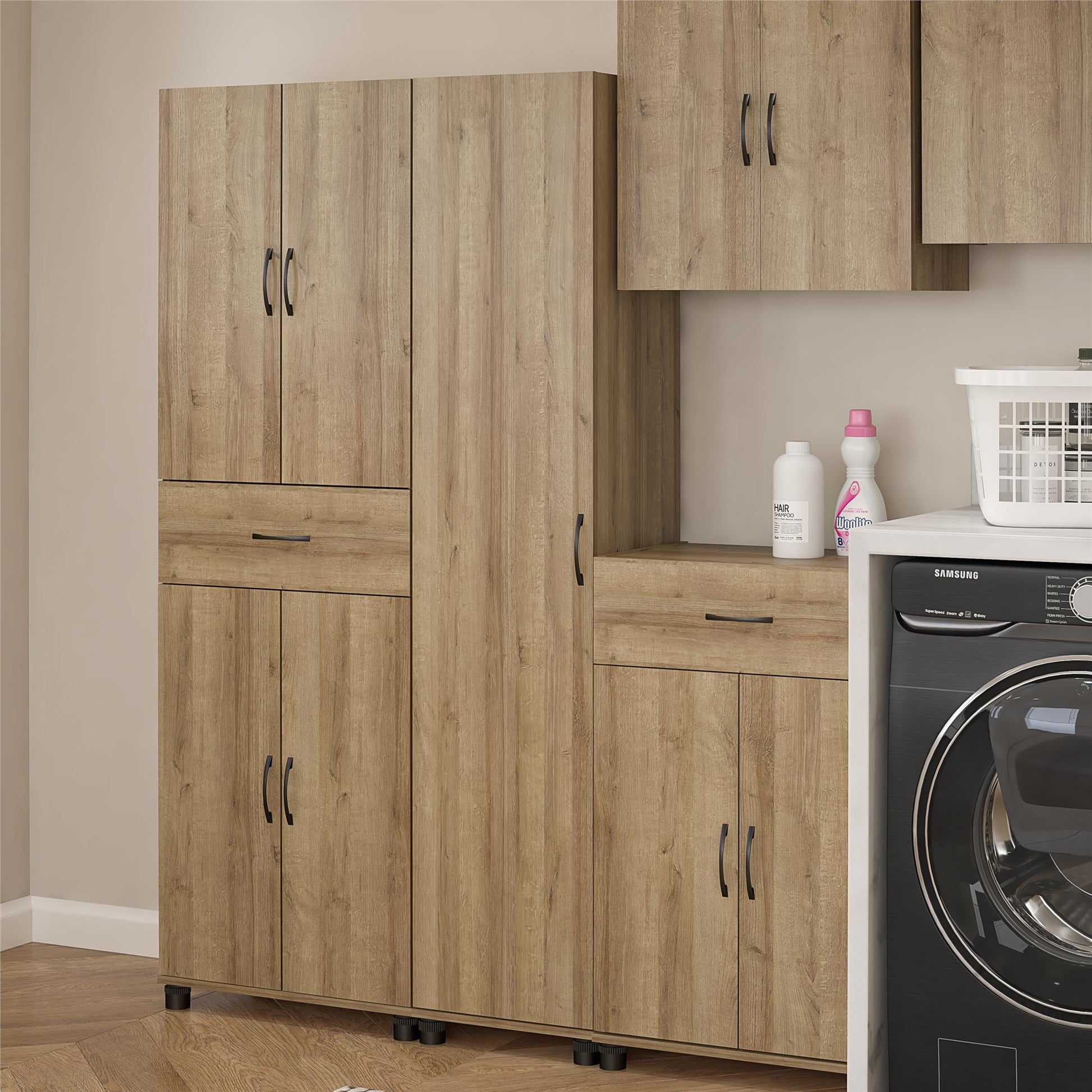 Basin 16" Utility Storage Cabinet with Adjustable Shelving - Natural