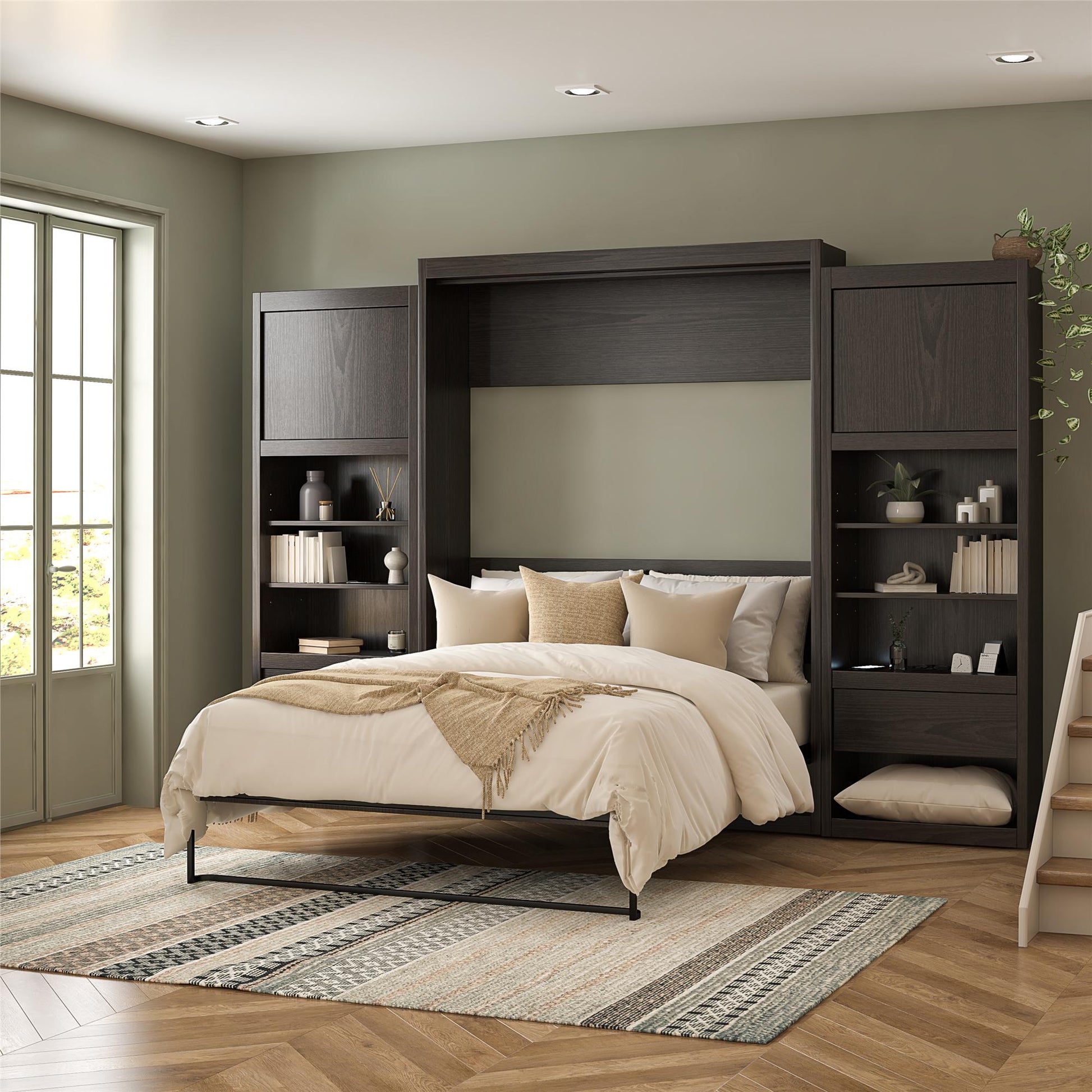 Signature Sleep Single Side Cabinet for Wall Beds with Pullout Nightstand and Storage, Espresso - Espresso