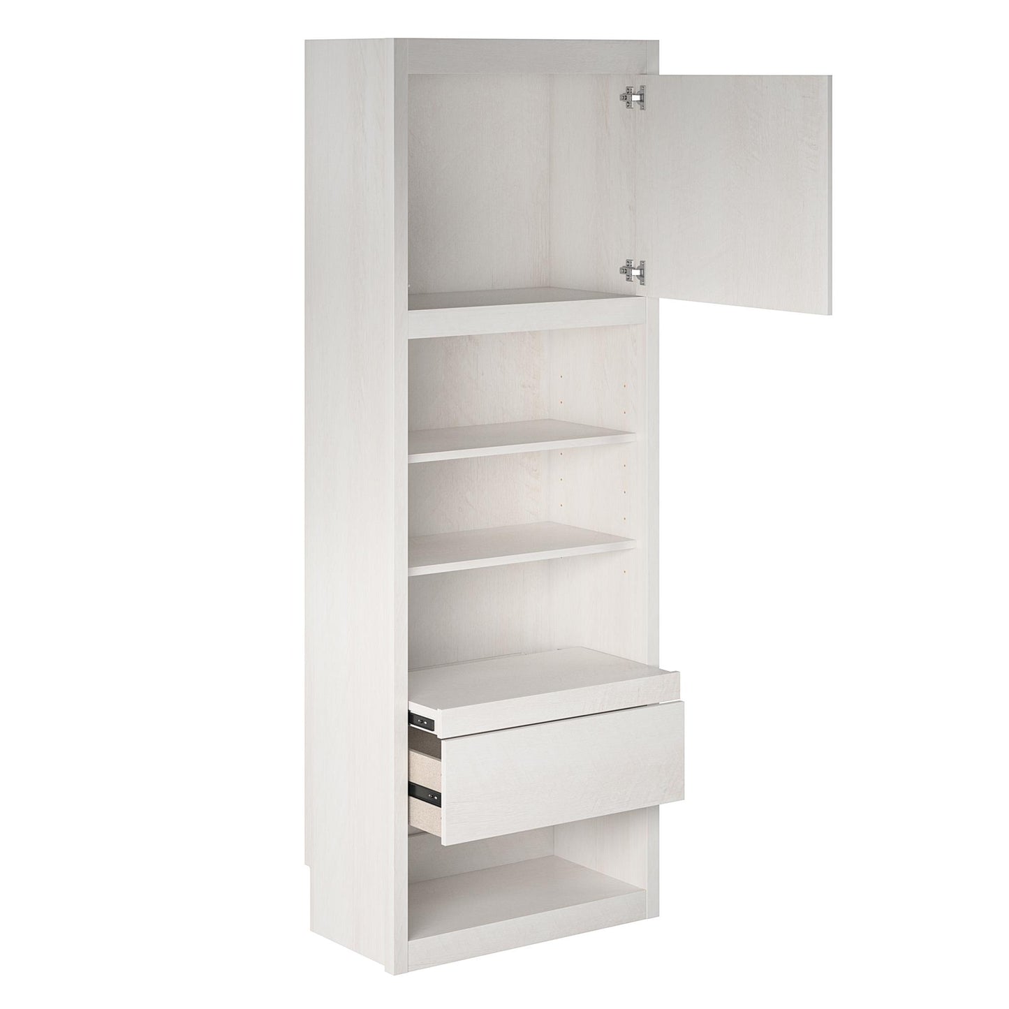 Signature Sleep Single Side Cabinet for Wall Beds with Pullout Nightstand and Storage, Ivory Oak - Ivory Oak