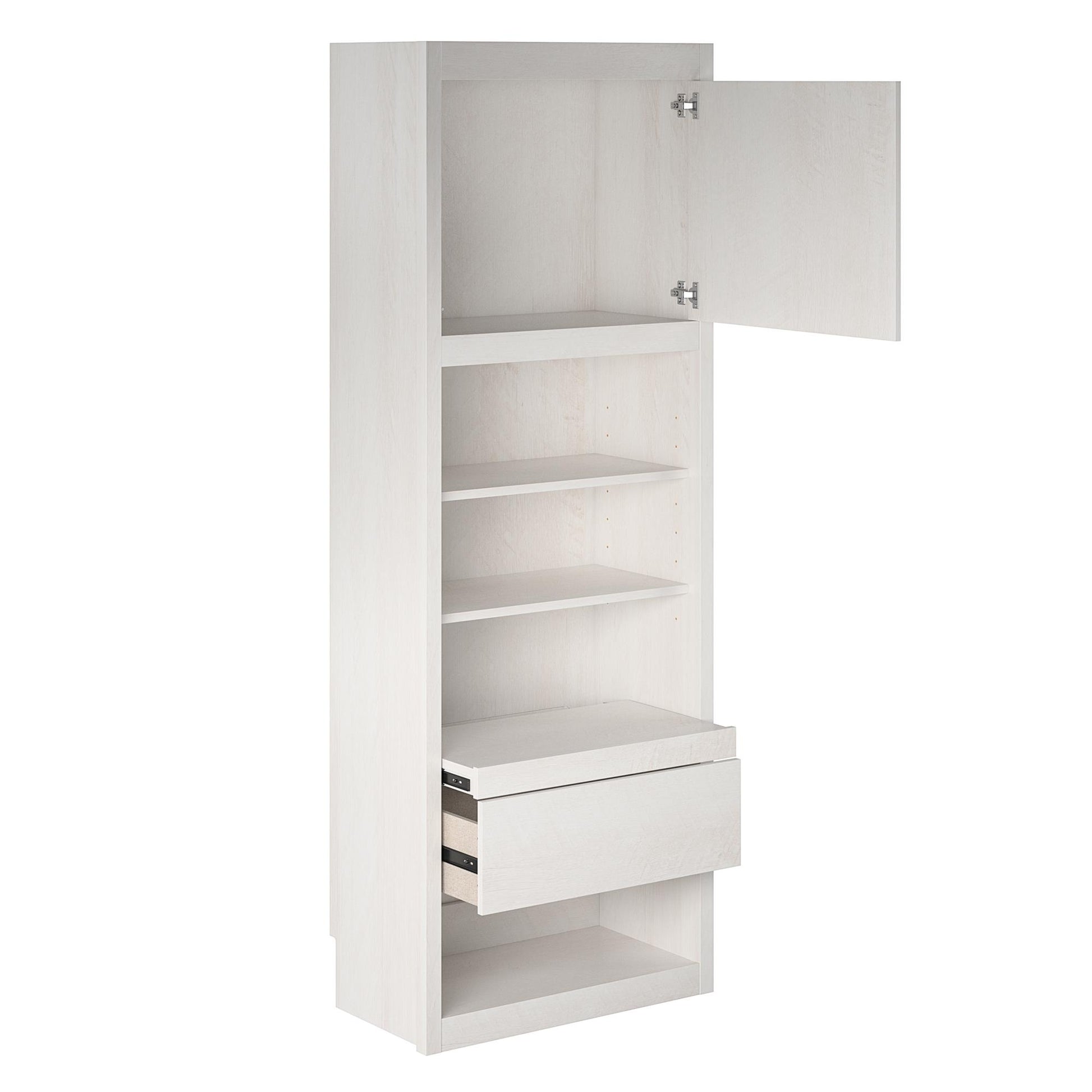 Signature Sleep Single Side Cabinet for Wall Beds with Pullout Nightstand and Storage, Ivory Oak - Ivory Oak