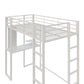 Abode Metal Loft Bed with Built in Desk and Storage Space - White - Twin