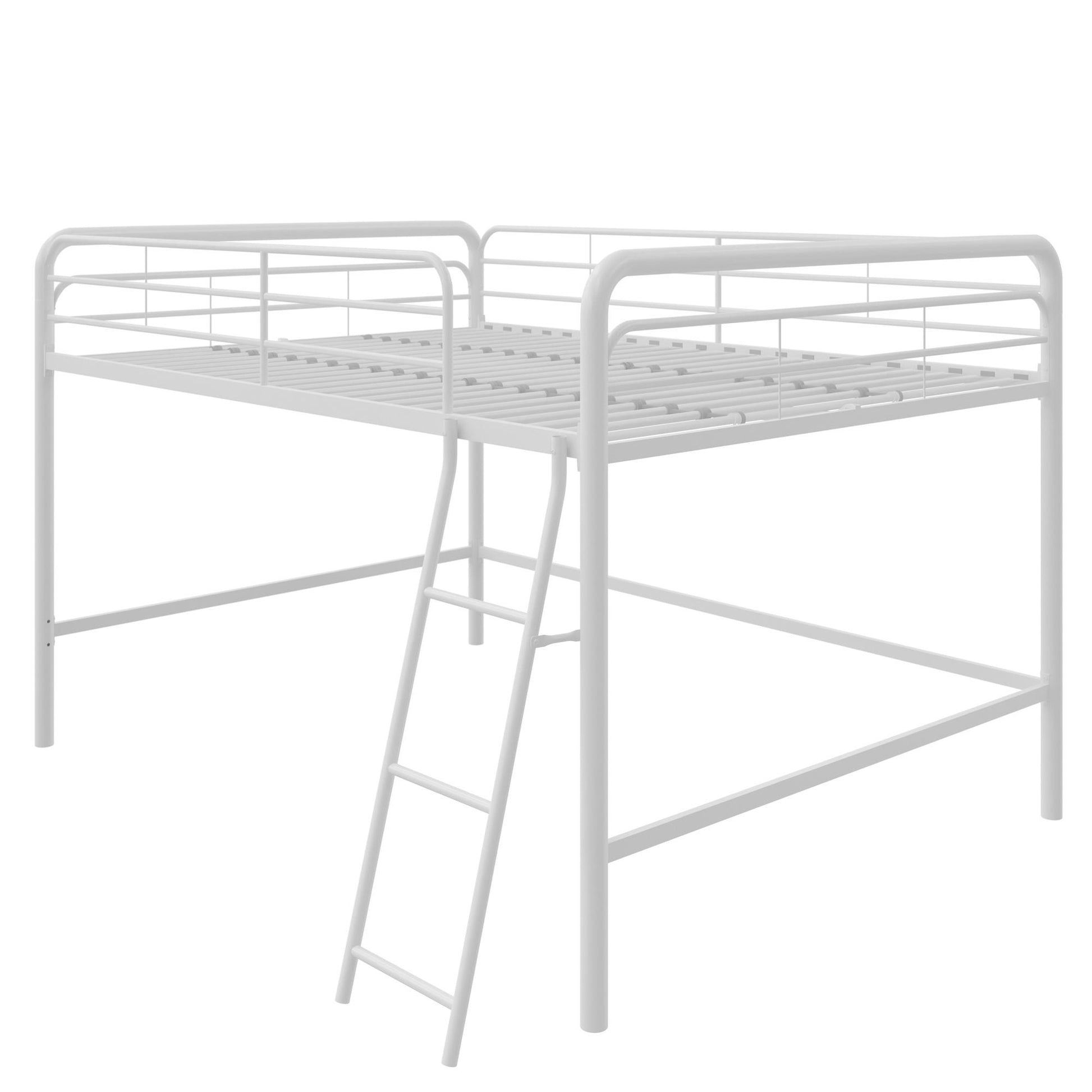 Jett Junior Full Metal Loft Bed with 3 Step Ladder - White - Full