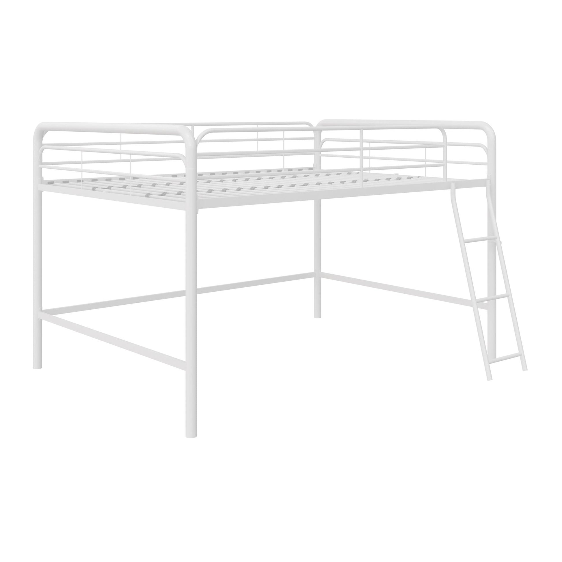 Jett Junior Full Metal Loft Bed with 3 Step Ladder - White - Full