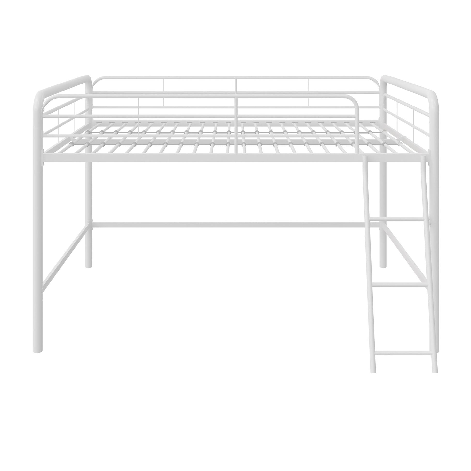 Jett Junior Full Metal Loft Bed with 3 Step Ladder - White - Full