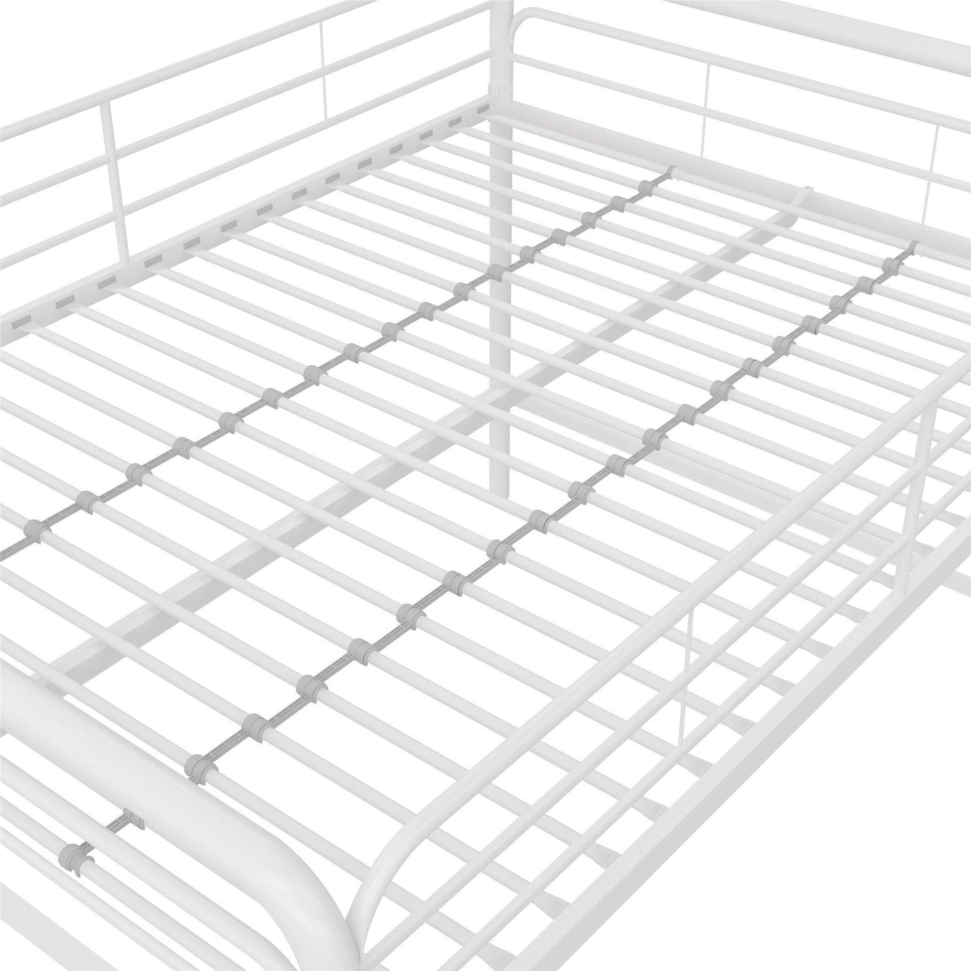 Jett Junior Full Metal Loft Bed with 3 Step Ladder - White - Full