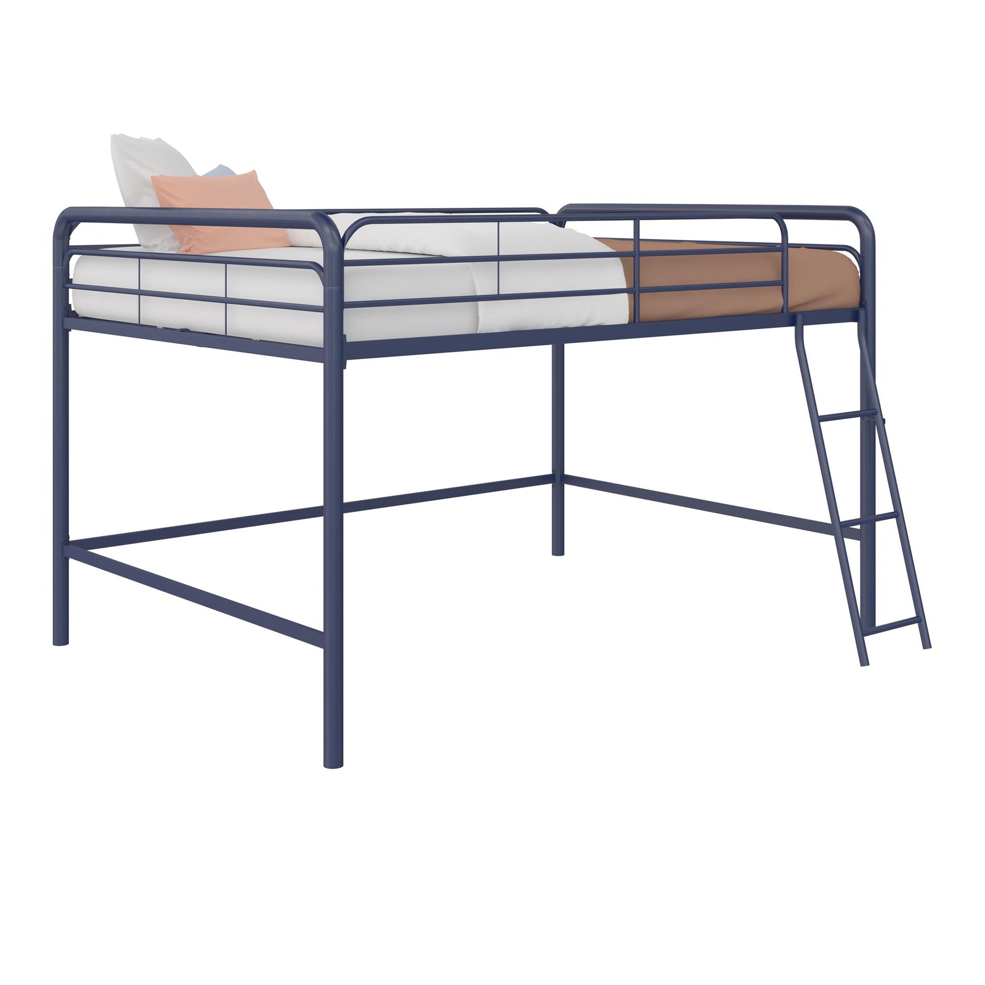 Jett Junior Full Metal Loft Bed with 3 Step Ladder - Blue - Full