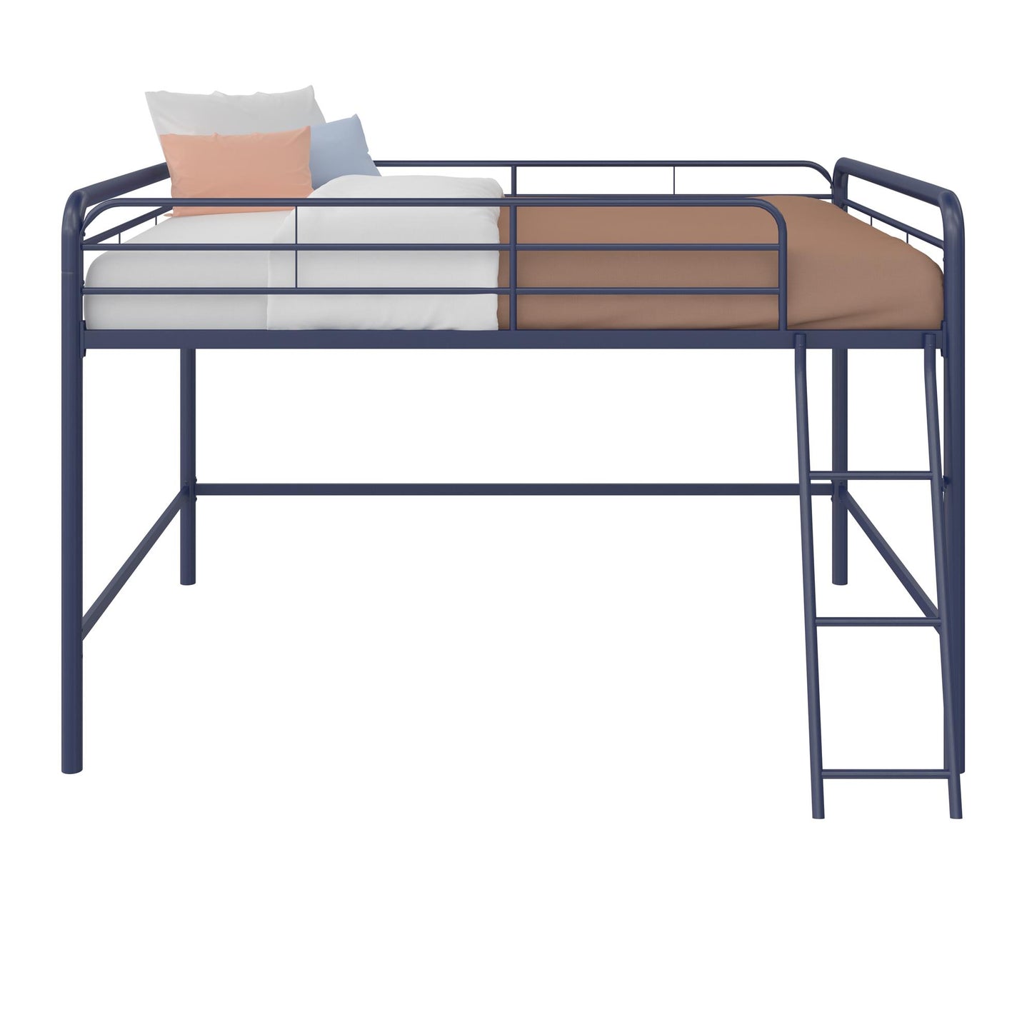 Jett Junior Full Metal Loft Bed with 3 Step Ladder - Blue - Full