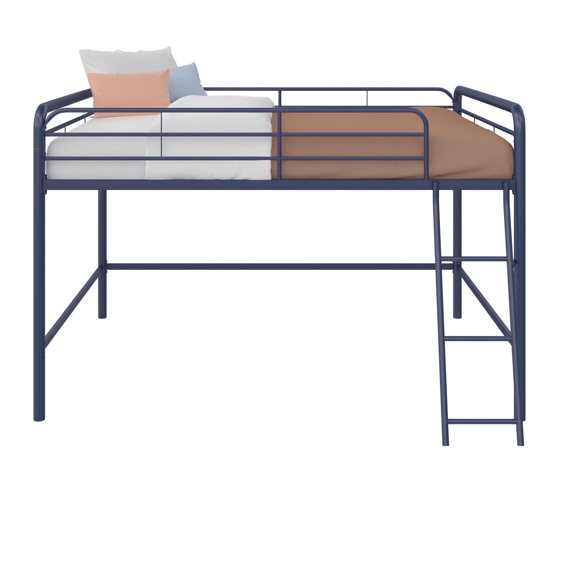 Jett Junior Full Metal Loft Bed with 3 Step Ladder - Blue - Full
