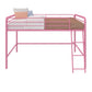 Jett Junior Full Metal Loft Bed with 3 Step Ladder - Pink - Full