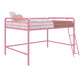 Jett Junior Full Metal Loft Bed with 3 Step Ladder - Pink - Full