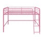 Jett Junior Full Metal Loft Bed with 3 Step Ladder - Pink - Full