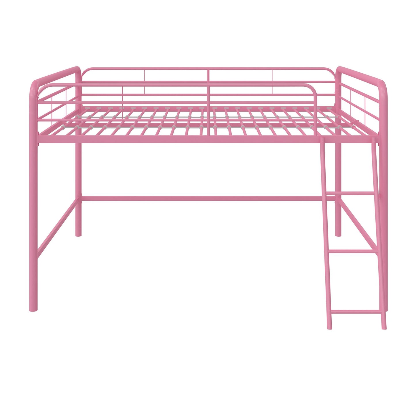 Jett Junior Full Metal Loft Bed with 3 Step Ladder - Pink - Full