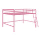Jett Junior Full Metal Loft Bed with 3 Step Ladder - Pink - Full
