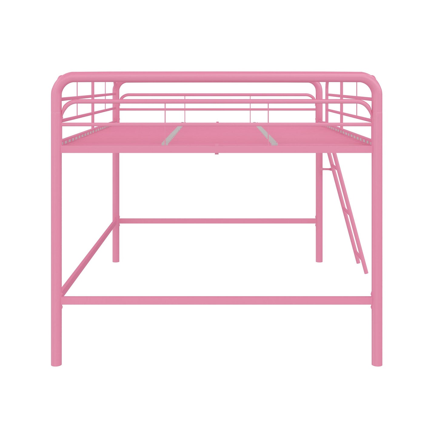 Jett Junior Full Metal Loft Bed with 3 Step Ladder - Pink - Full