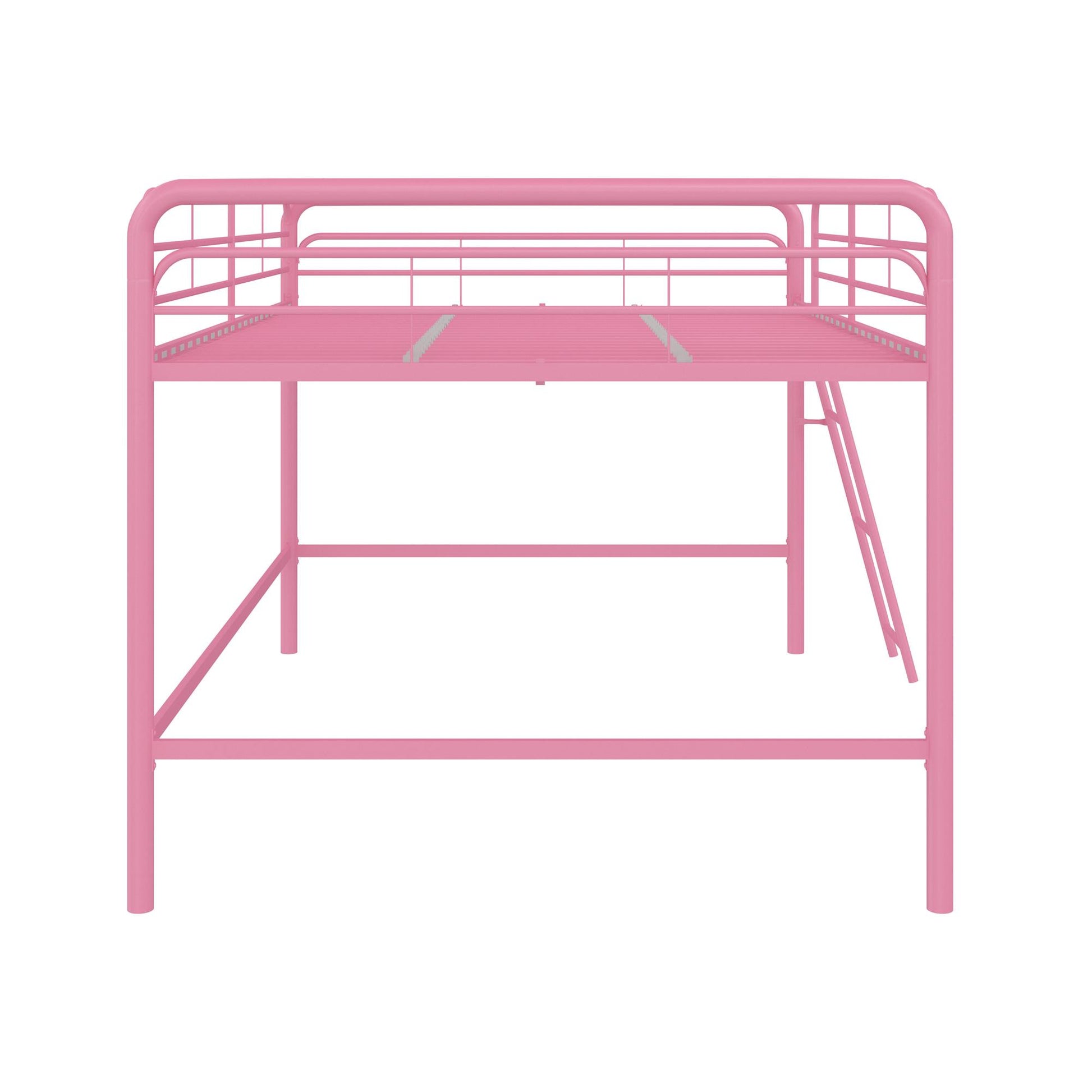 Jett Junior Full Metal Loft Bed with 3 Step Ladder - Pink - Full