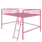 Jett Junior Full Metal Loft Bed with 3 Step Ladder - Pink - Full