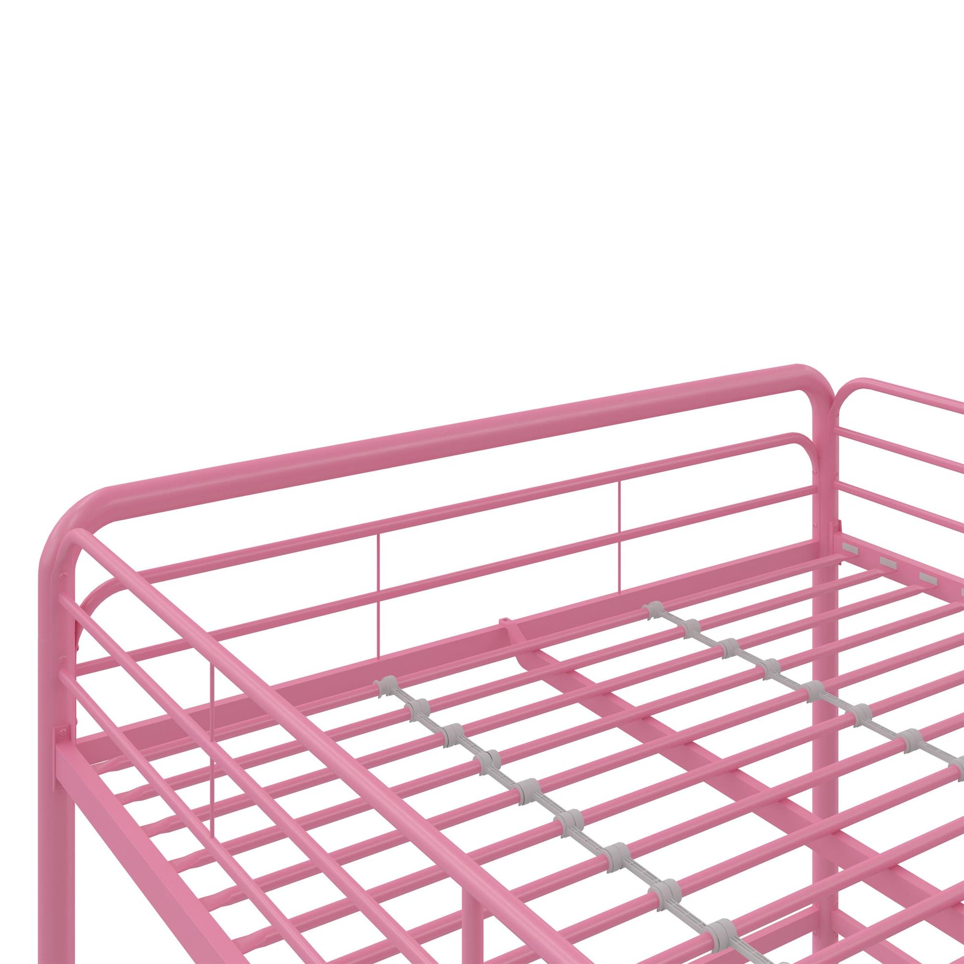 Jett Junior Full Metal Loft Bed with 3 Step Ladder - Pink - Full