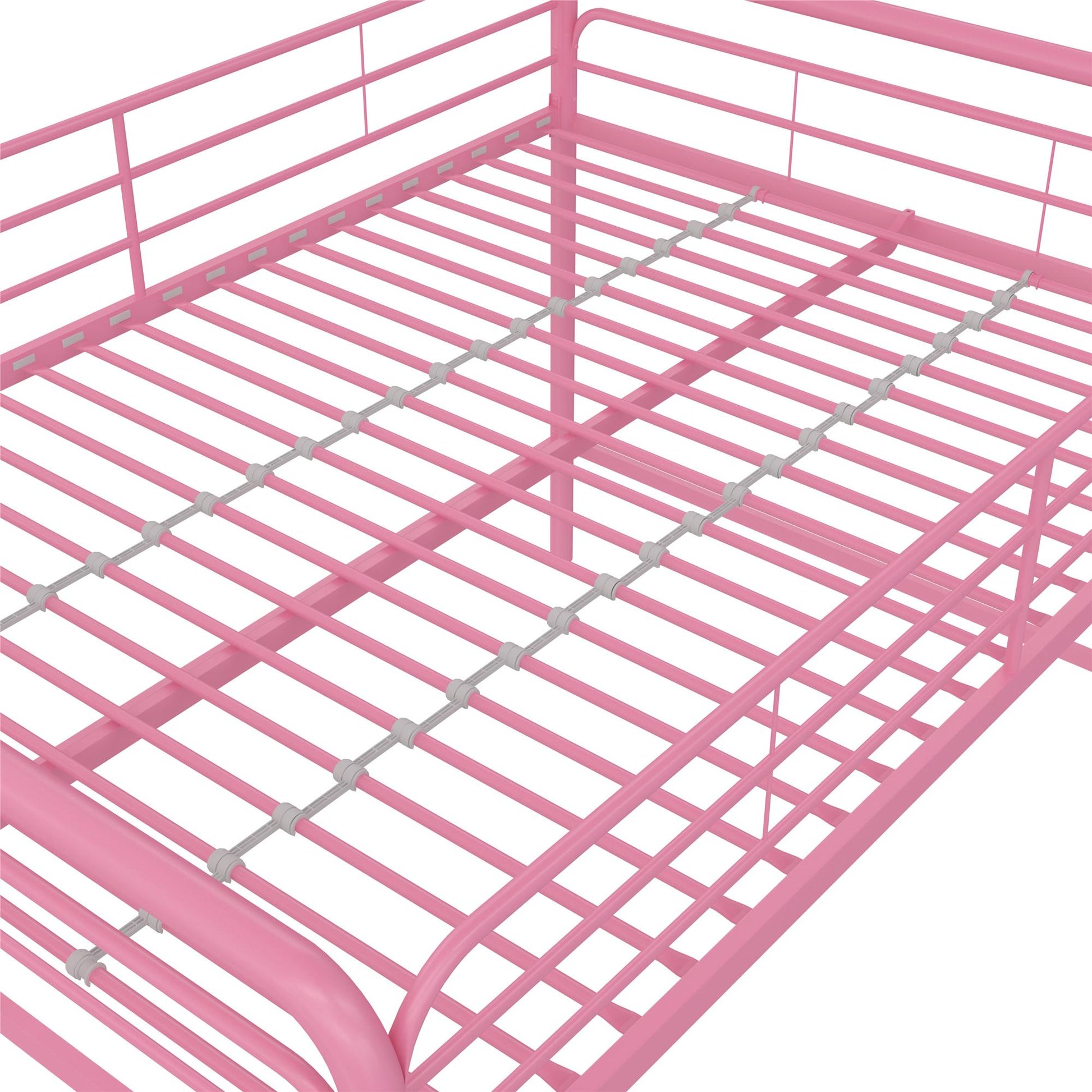 Jett Junior Full Metal Loft Bed with 3 Step Ladder - Pink - Full