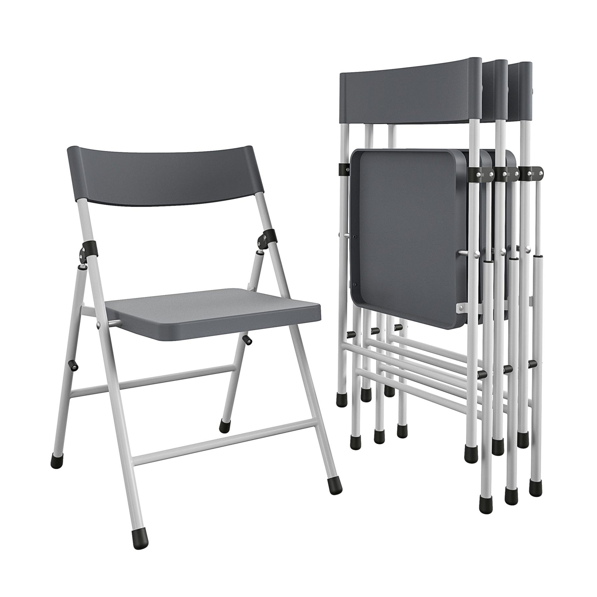 Kid's Plastic Pinch-Free Folding Chair, Set of 4 - Cool Gray - 4-Pack