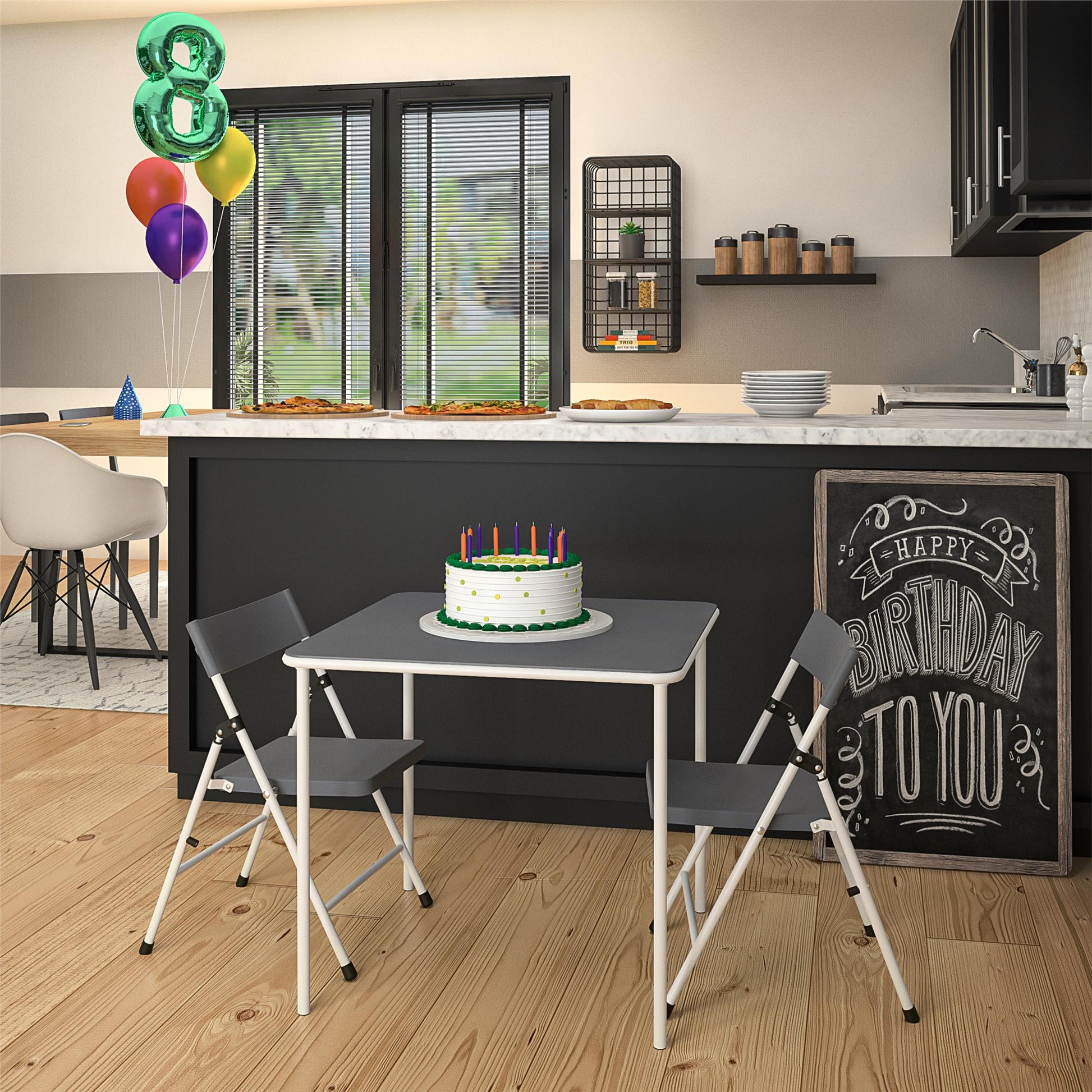 Kid's Plastic Pinch-Free Folding Chair, Set of 4 - Cool Gray - 4-Pack