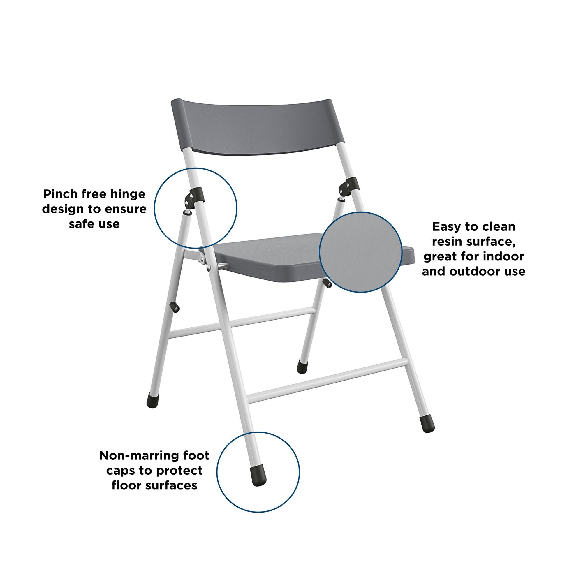 Kid's Plastic Pinch-Free Folding Chair, Set of 4 - Cool Gray - 4-Pack