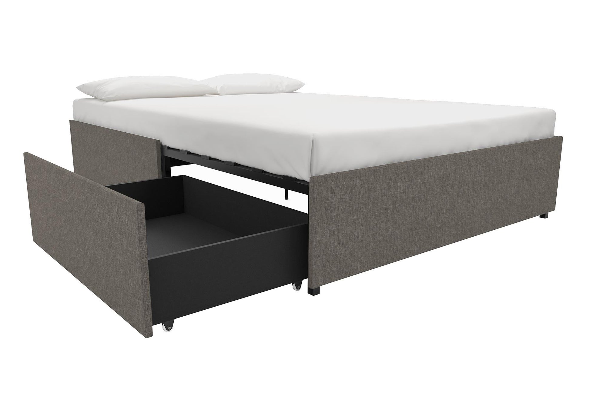 Maven Platform Bed with Storage - Grey Linen - Full
