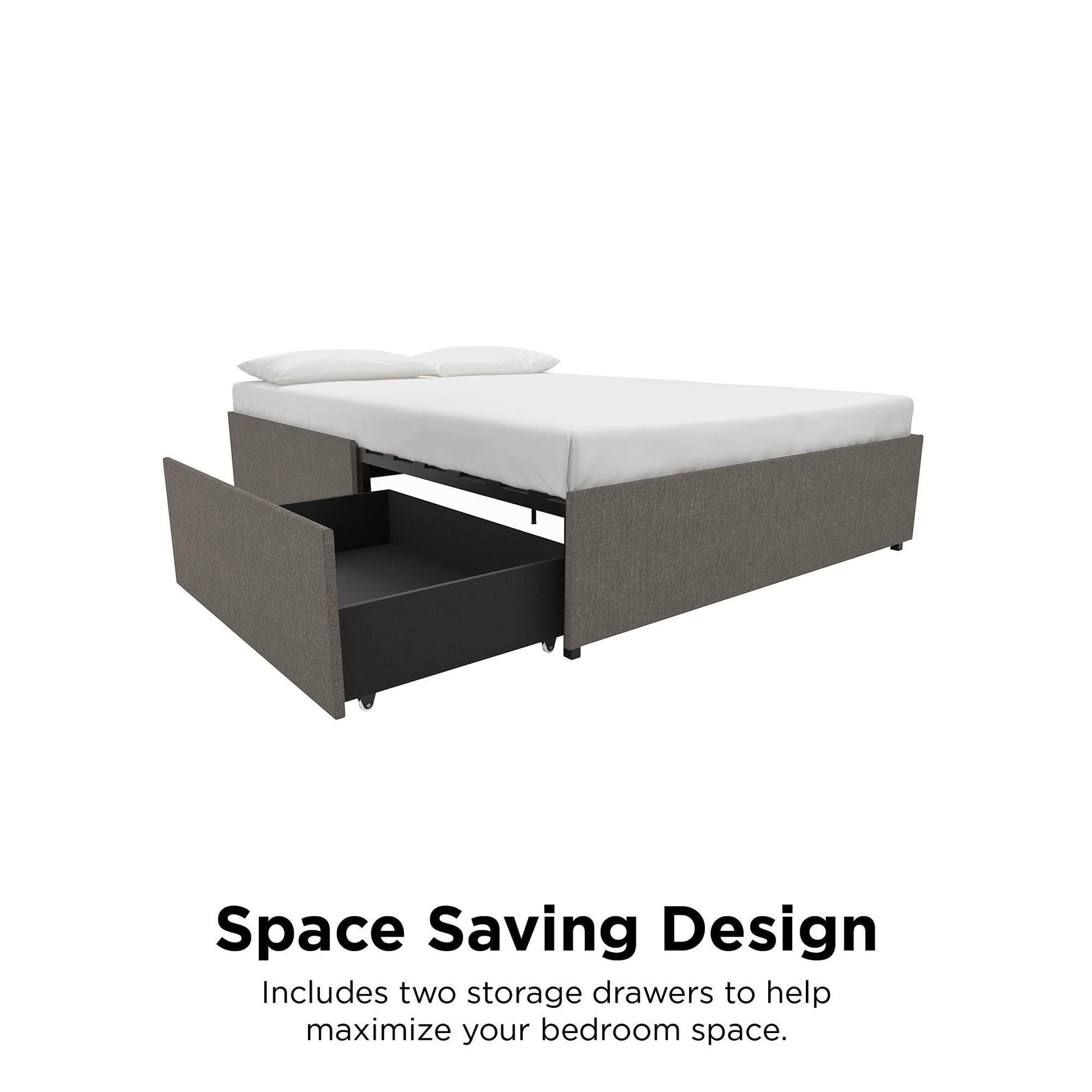 Maven Platform Bed with Storage - Grey Linen - Full
