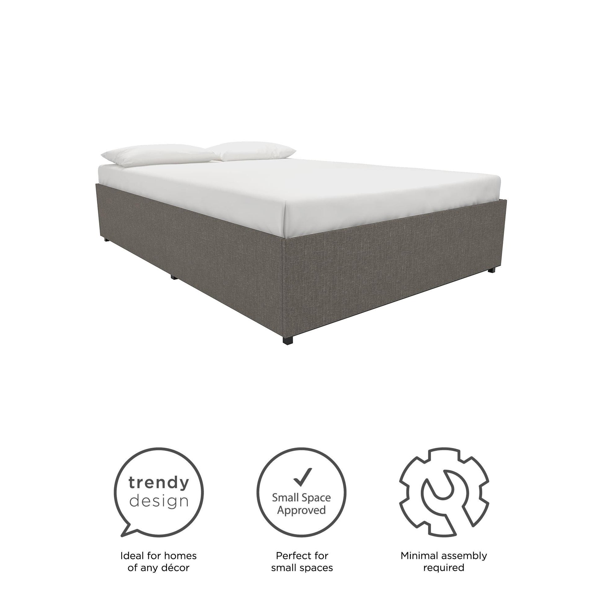 Maven Platform Bed with Storage - Grey Linen - Full