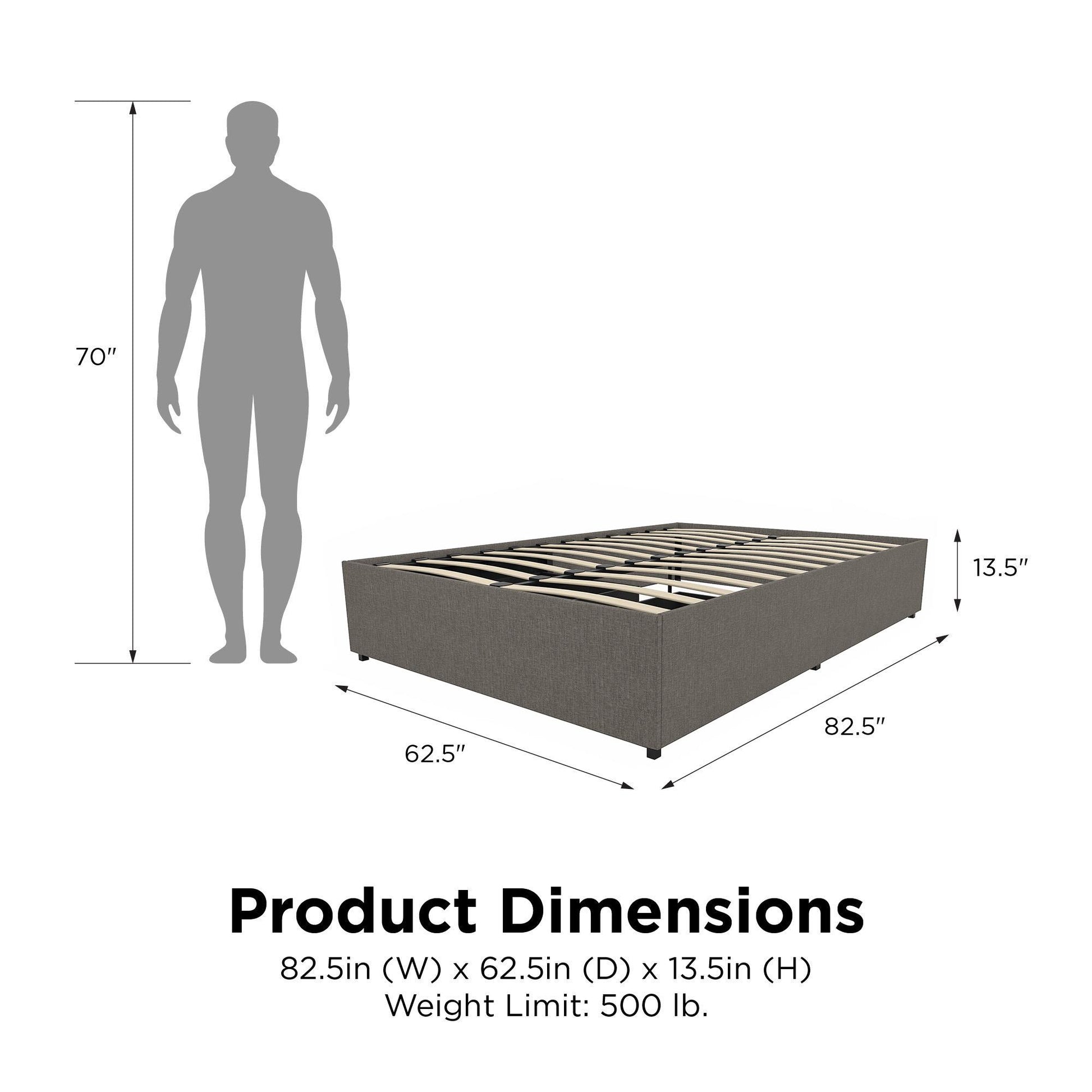 Maven Platform Bed with Storage - Grey Linen - Full