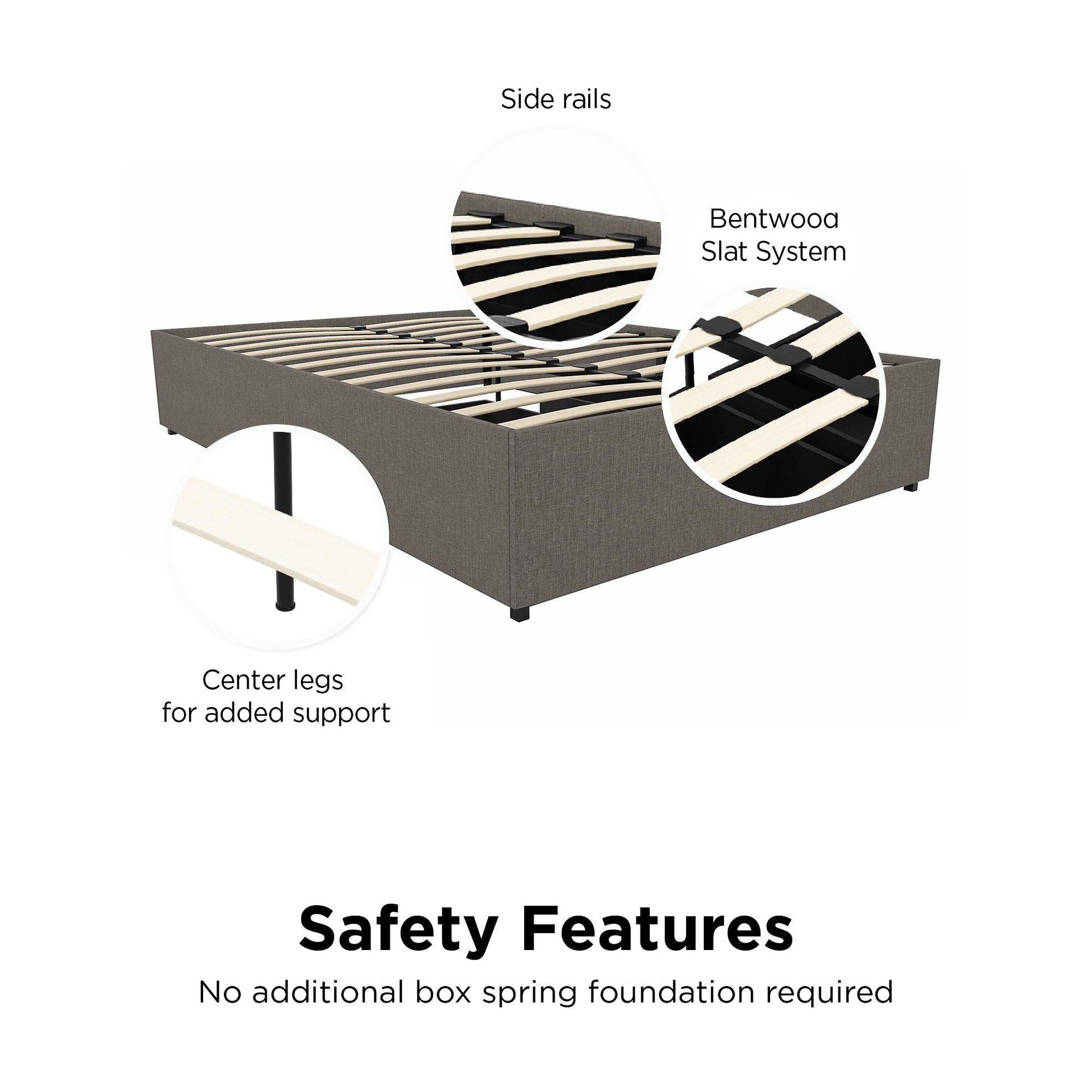 Maven Platform Bed with Storage - Grey Linen - Full