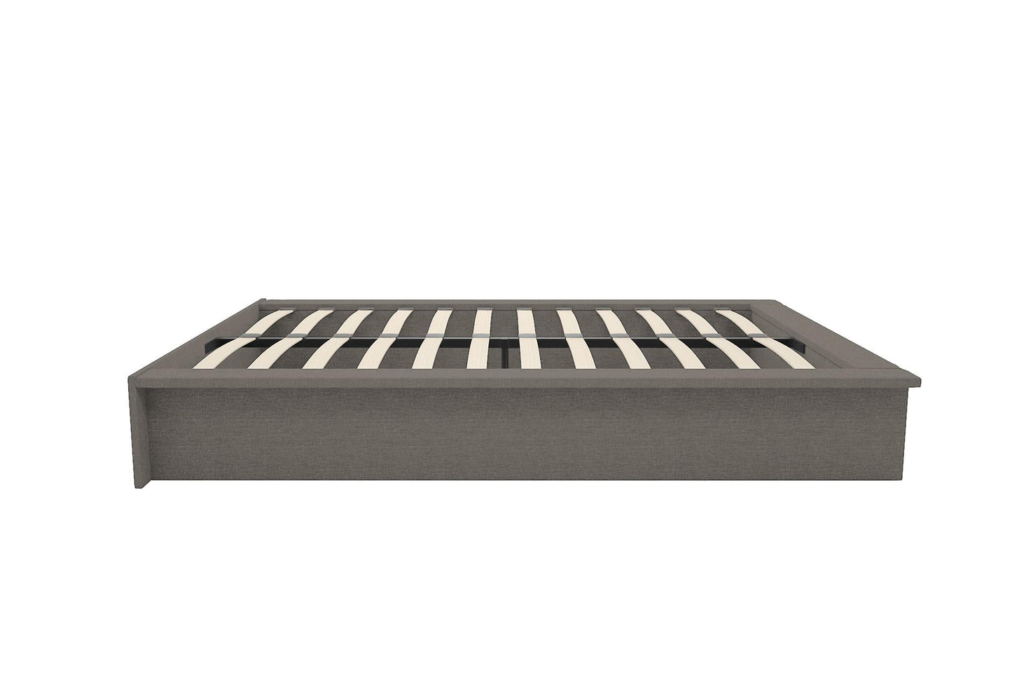 Maven Upholstered Bed with Modern Low Profile Design - Grey Linen - Queen