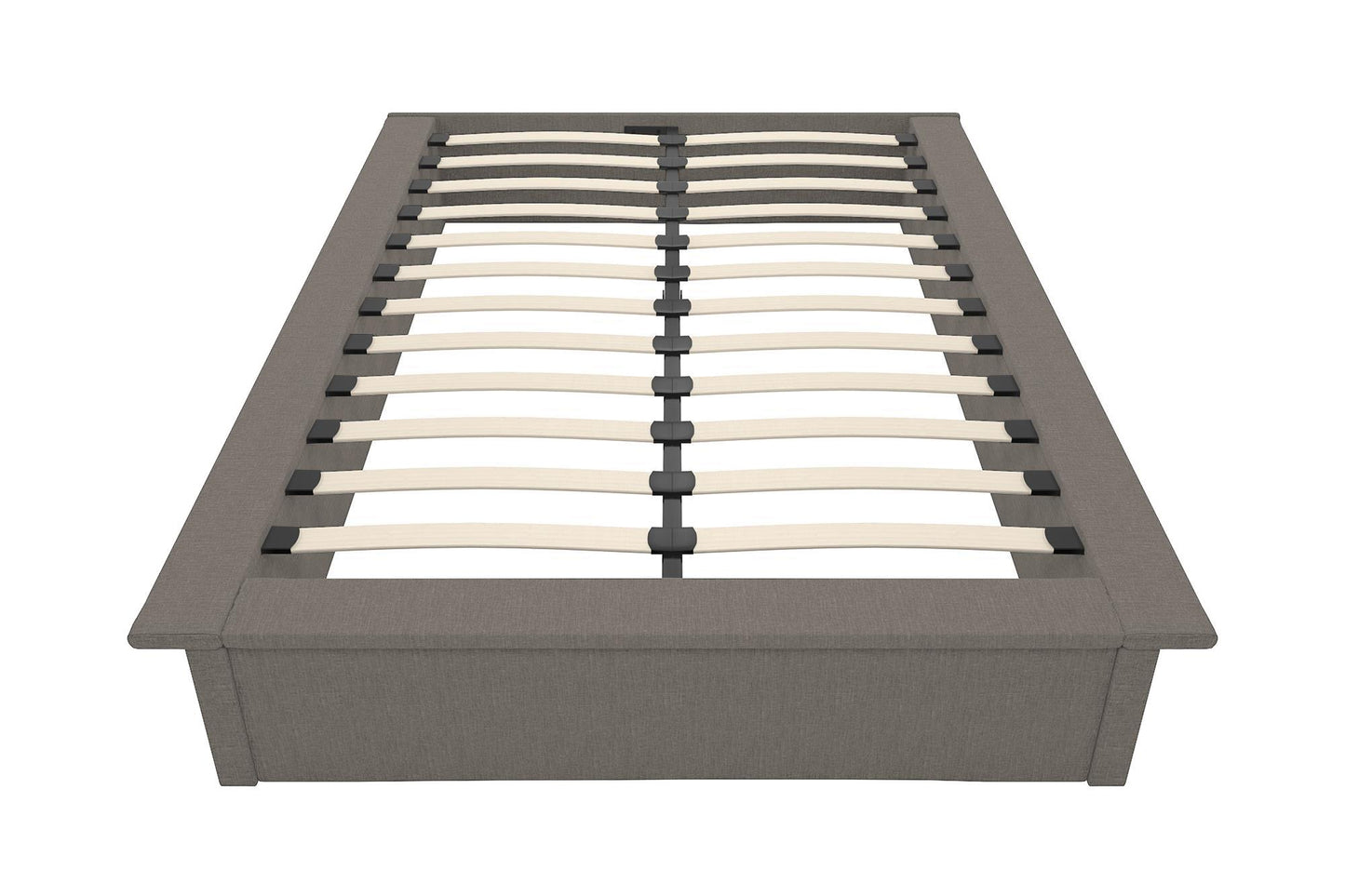 Maven Upholstered Bed with Modern Low Profile Design - Grey Linen - Queen