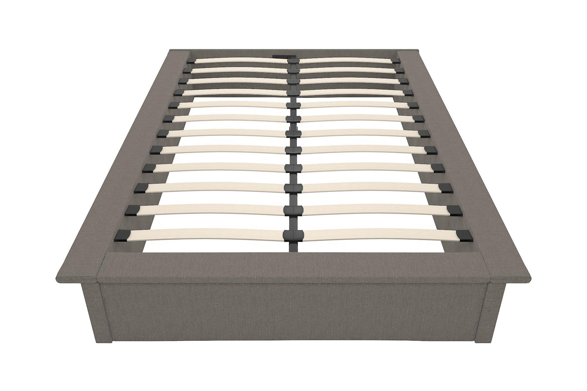 Maven Upholstered Bed with Modern Low Profile Design - Grey Linen - Queen