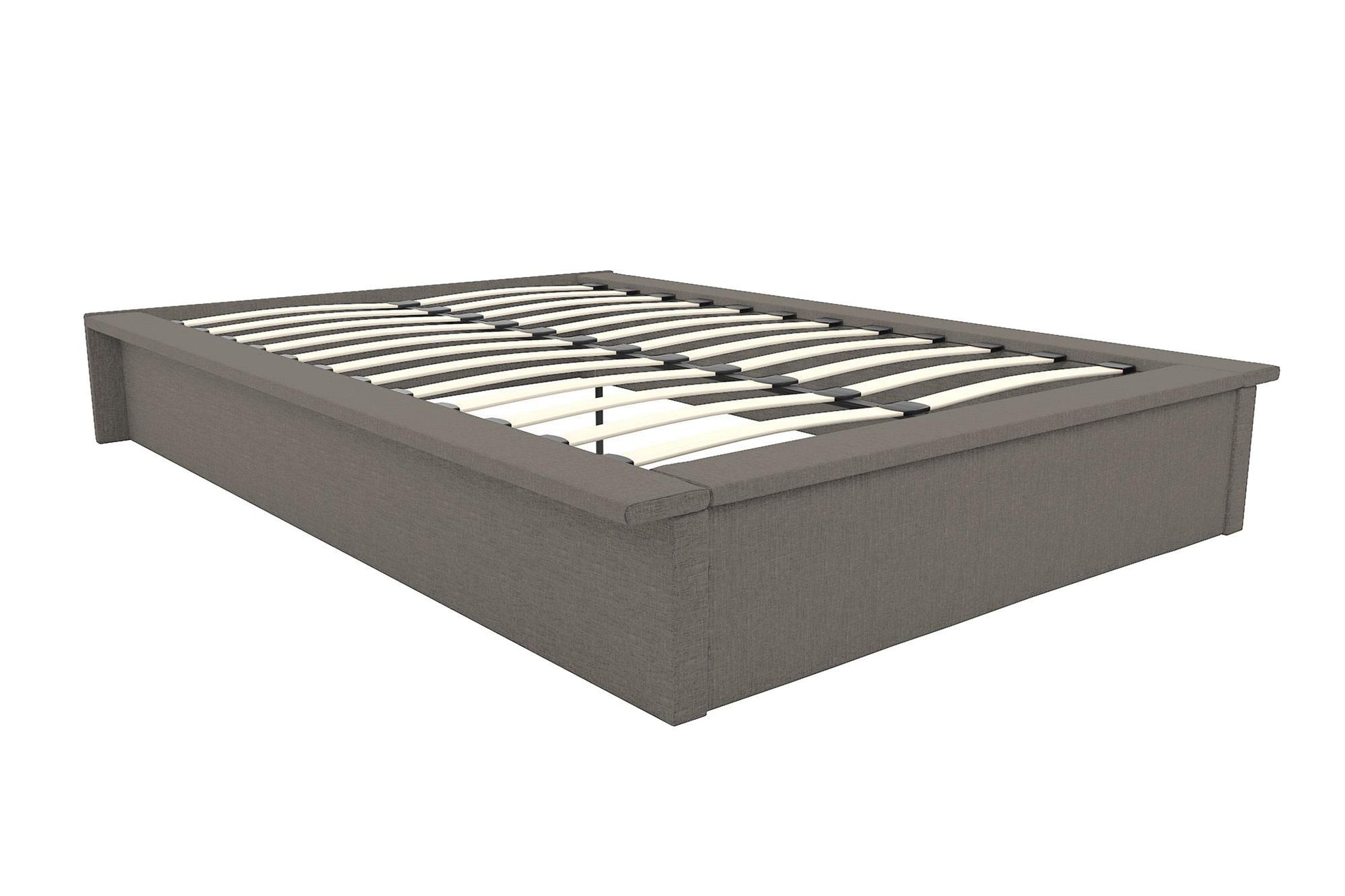 Maven Upholstered Bed with Modern Low Profile Design - Grey Linen - Queen