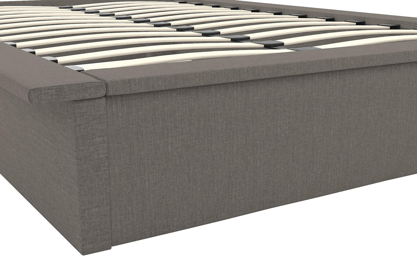 Maven Upholstered Bed with Modern Low Profile Design - Grey Linen - Queen