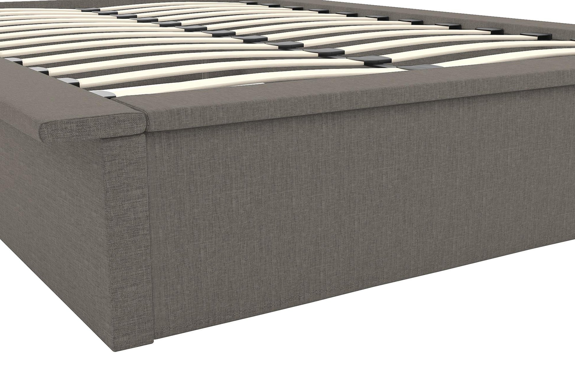 Maven Upholstered Bed with Modern Low Profile Design - Grey Linen - Queen