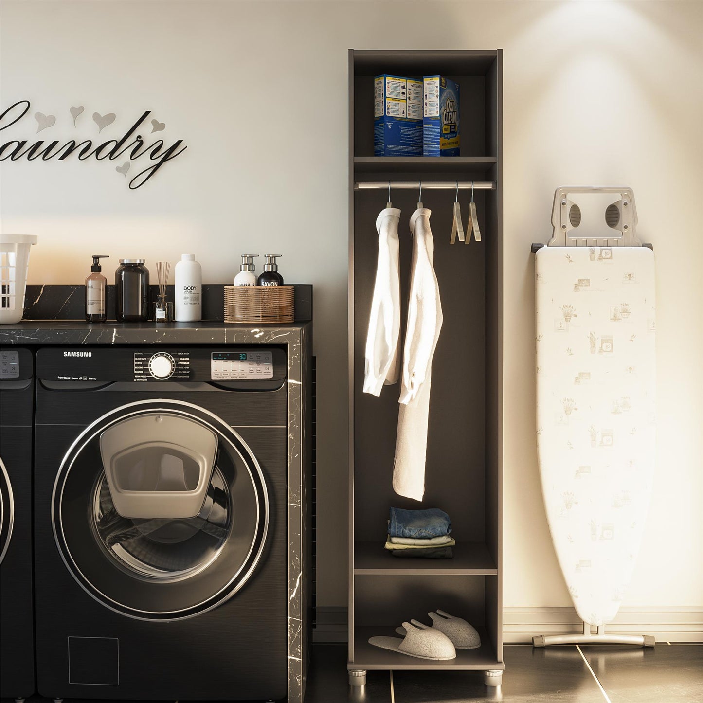 Camberly 18" Wide Mudroom Cabinet with Clothing Rod & Adjustable Shelving - Graphite Grey