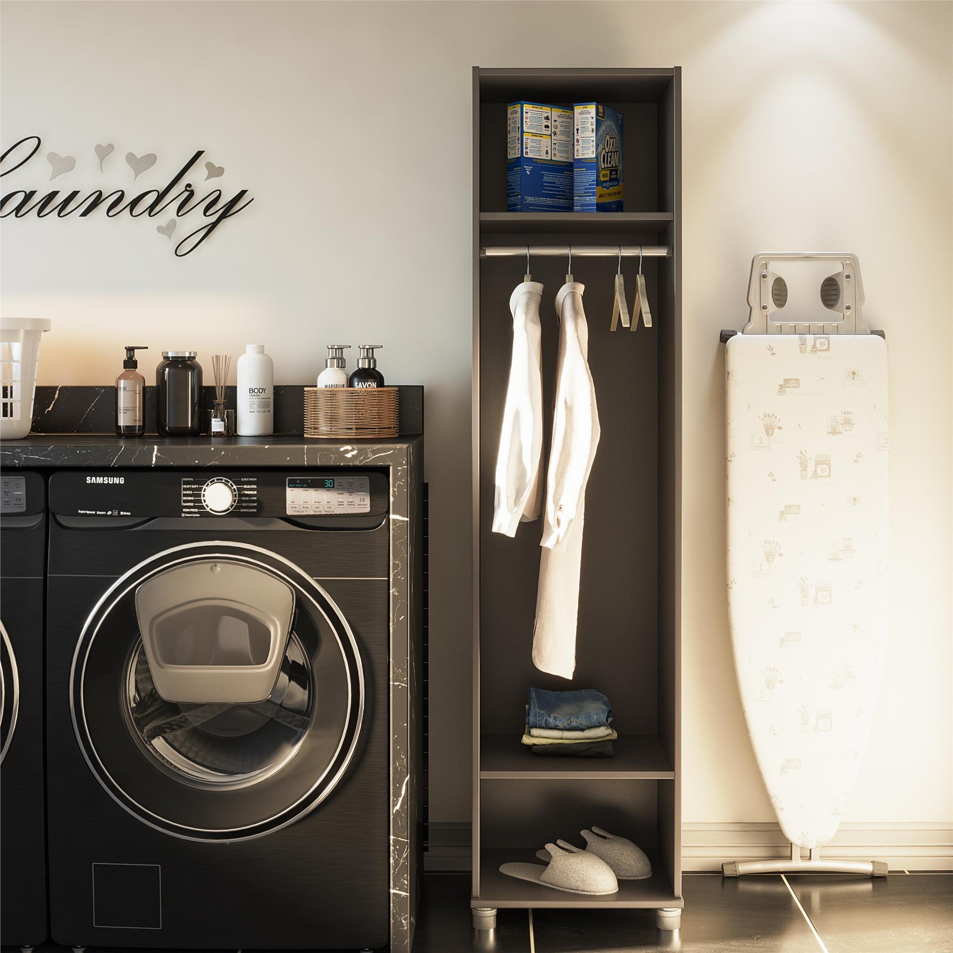 Camberly 18" Wide Mudroom Cabinet with Clothing Rod & Adjustable Shelving - Graphite Grey
