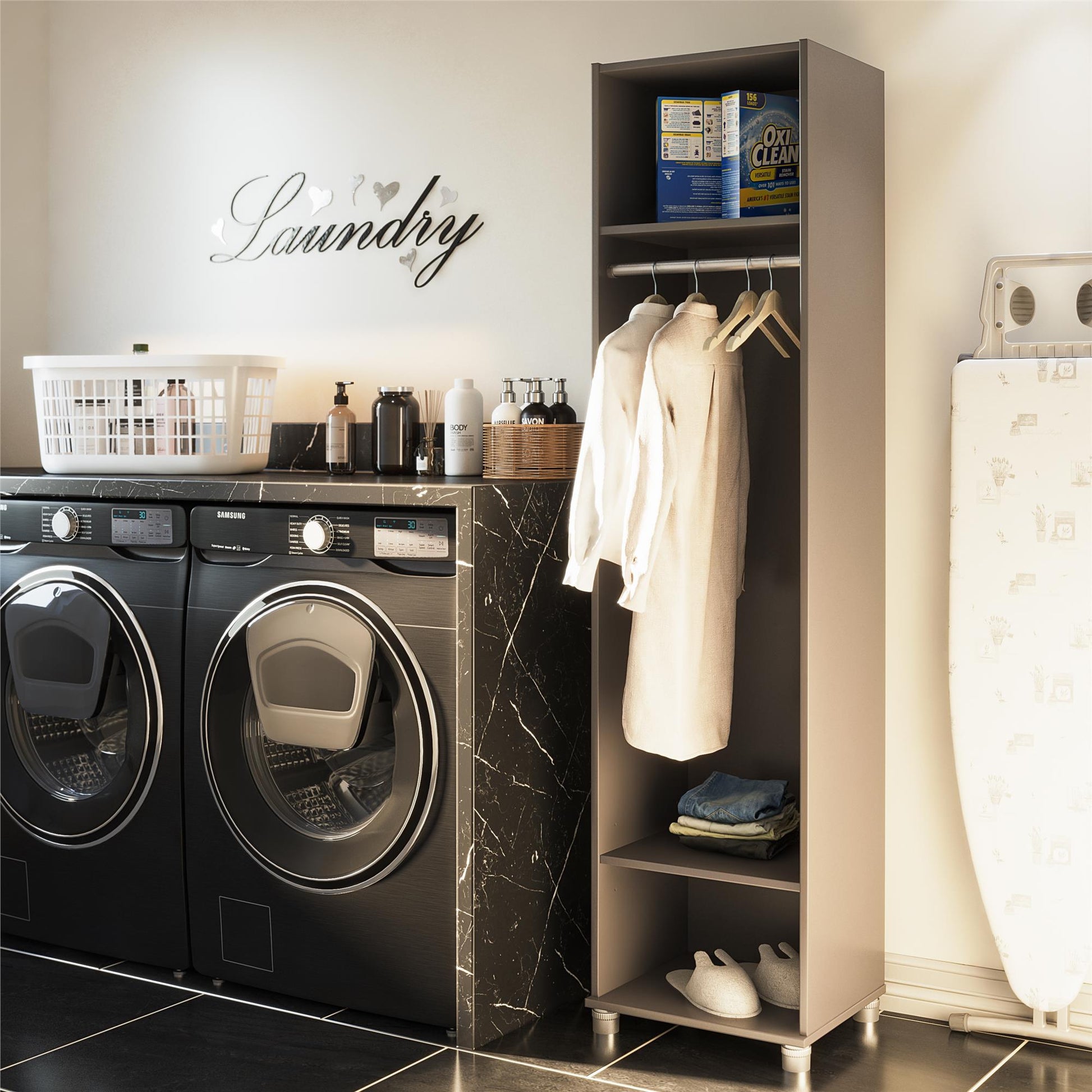 Camberly 18" Wide Mudroom Cabinet with Clothing Rod & Adjustable Shelving - Graphite Grey