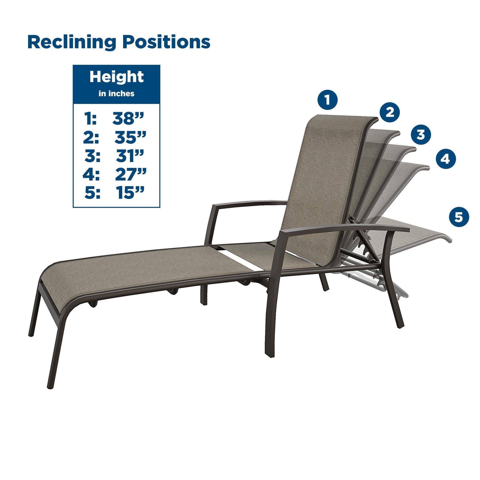 Outdoor Adjustable Aluminum Chaise Lounge Chairs, Set of 2 - Brown - 2-Pack