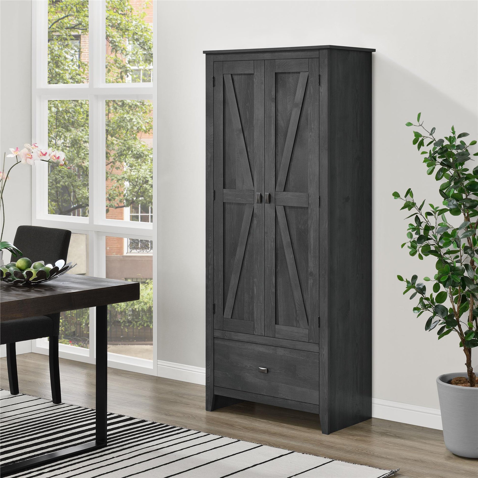 Farmington Rustic Farmhouse 30 Inch Wide Storage Cabinet - Rustic Gray