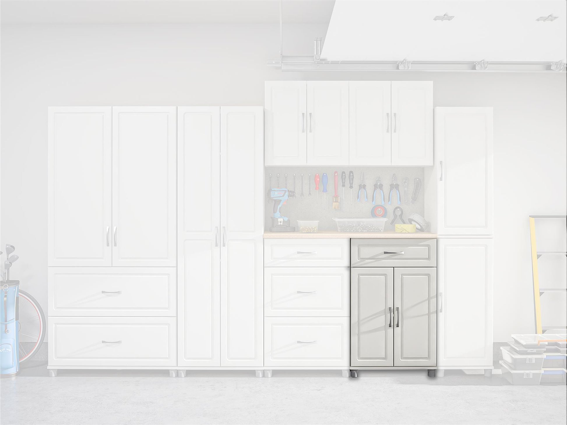 Kendall 24 Inch Multipurpose 2 Door Base Storage Cabinet with Drawer - White