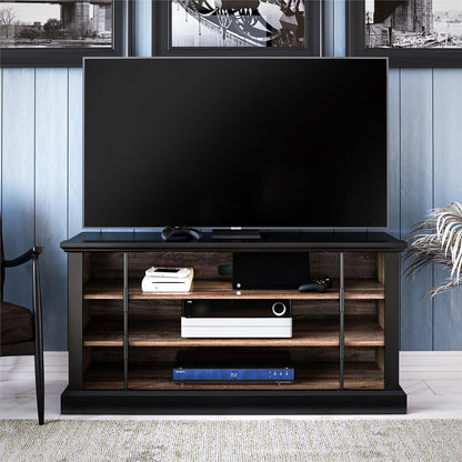 Hoffman Rustic Two-Toned TV Stand for TVs up to 50", Black and Walnut - Black