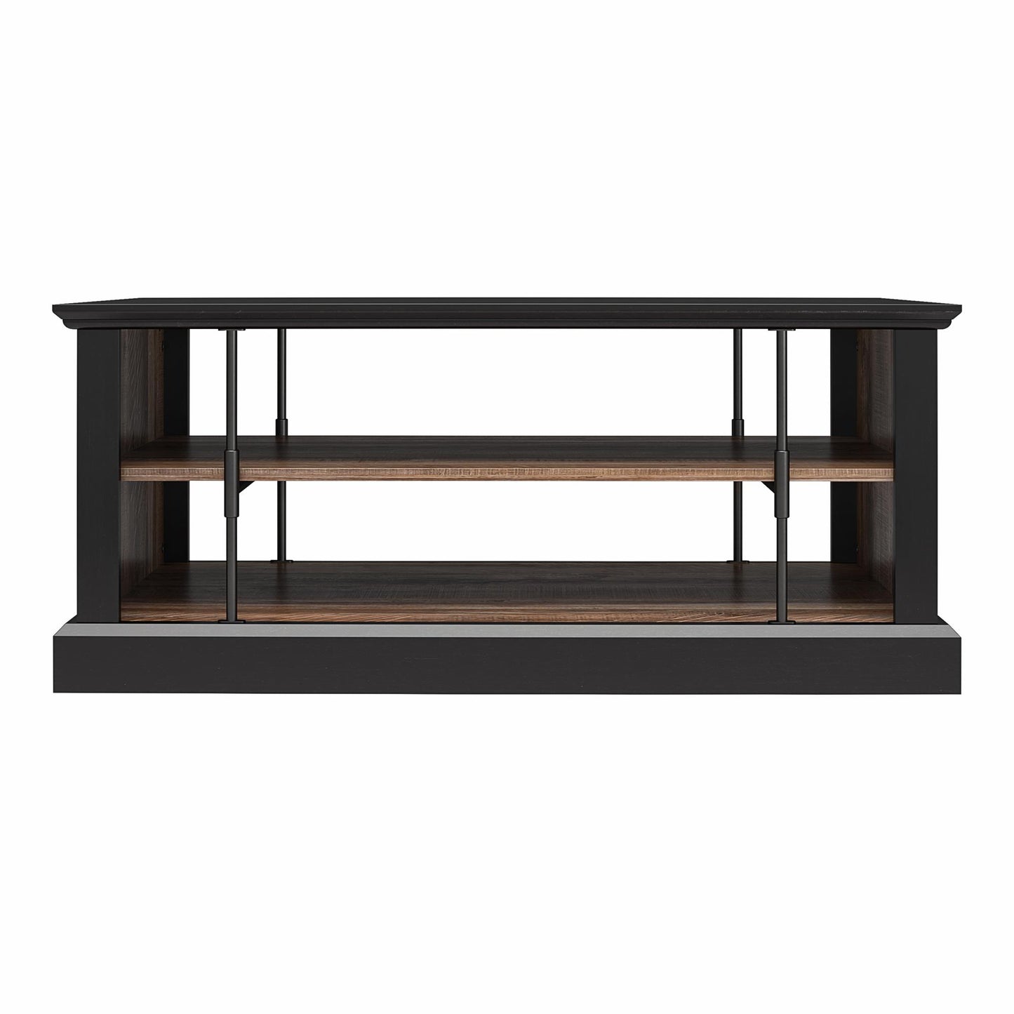 Hoffman Two-Toned Rustic Coffee Table with 2 Shelves, Black and Walnut - Black
