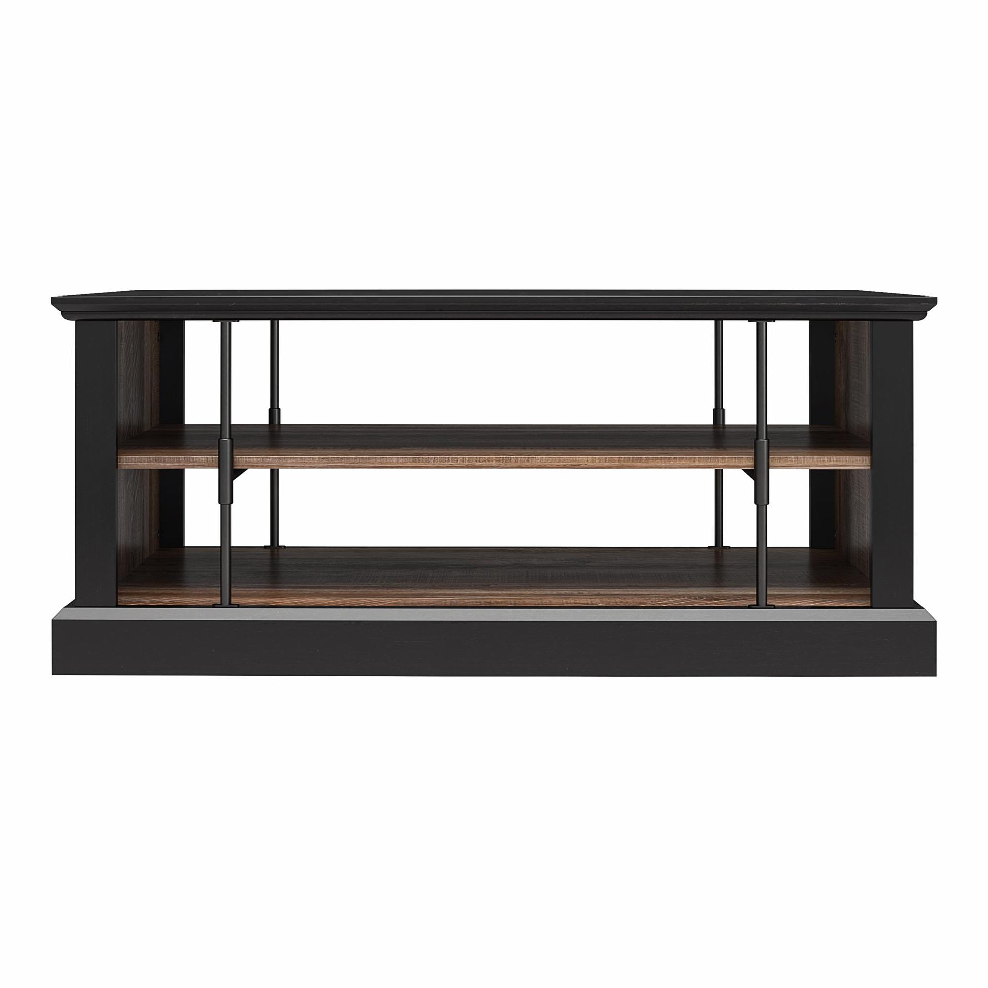 Hoffman Two-Toned Rustic Coffee Table with 2 Shelves, Black and Walnut - Black
