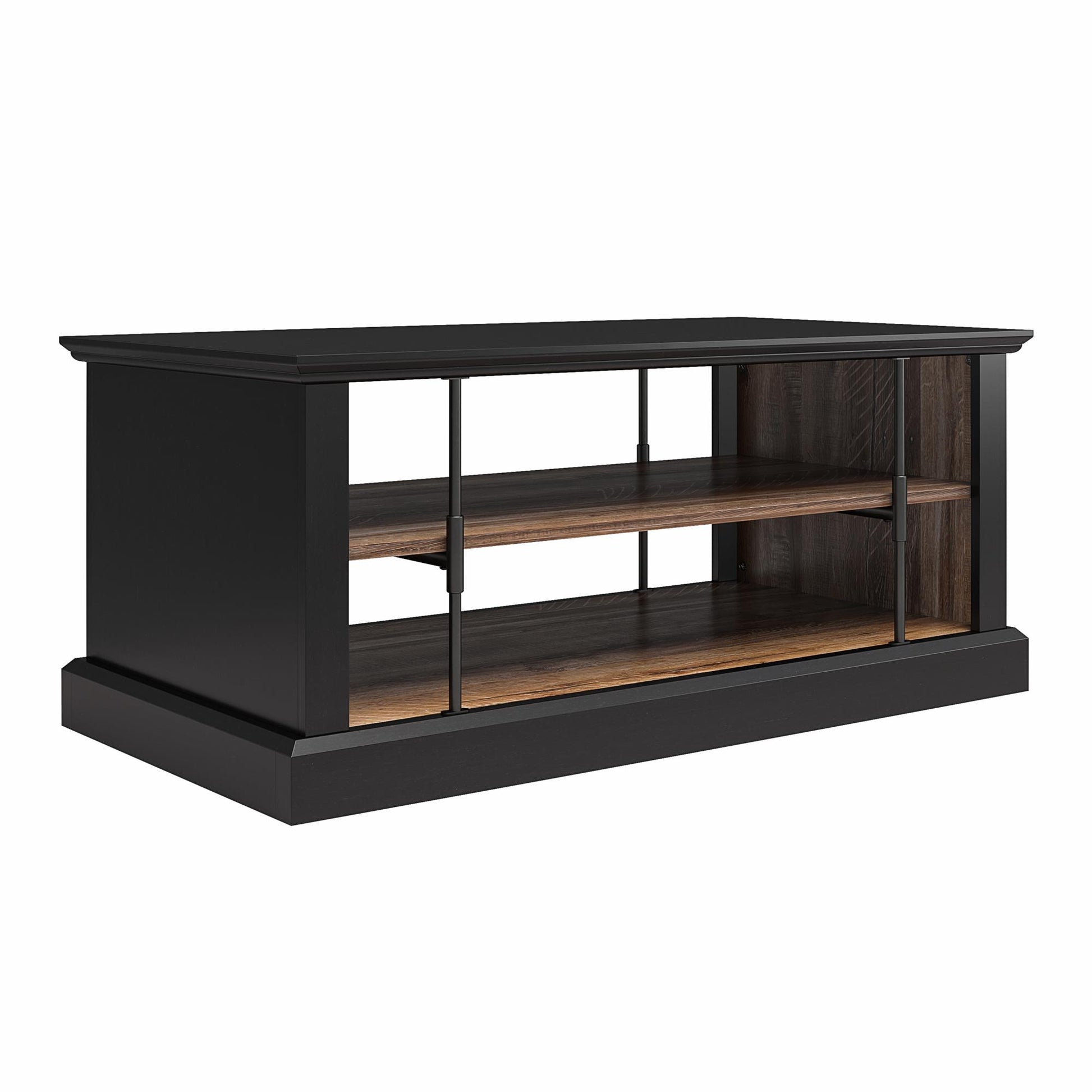 Hoffman Two-Toned Rustic Coffee Table with 2 Shelves, Black and Walnut - Black