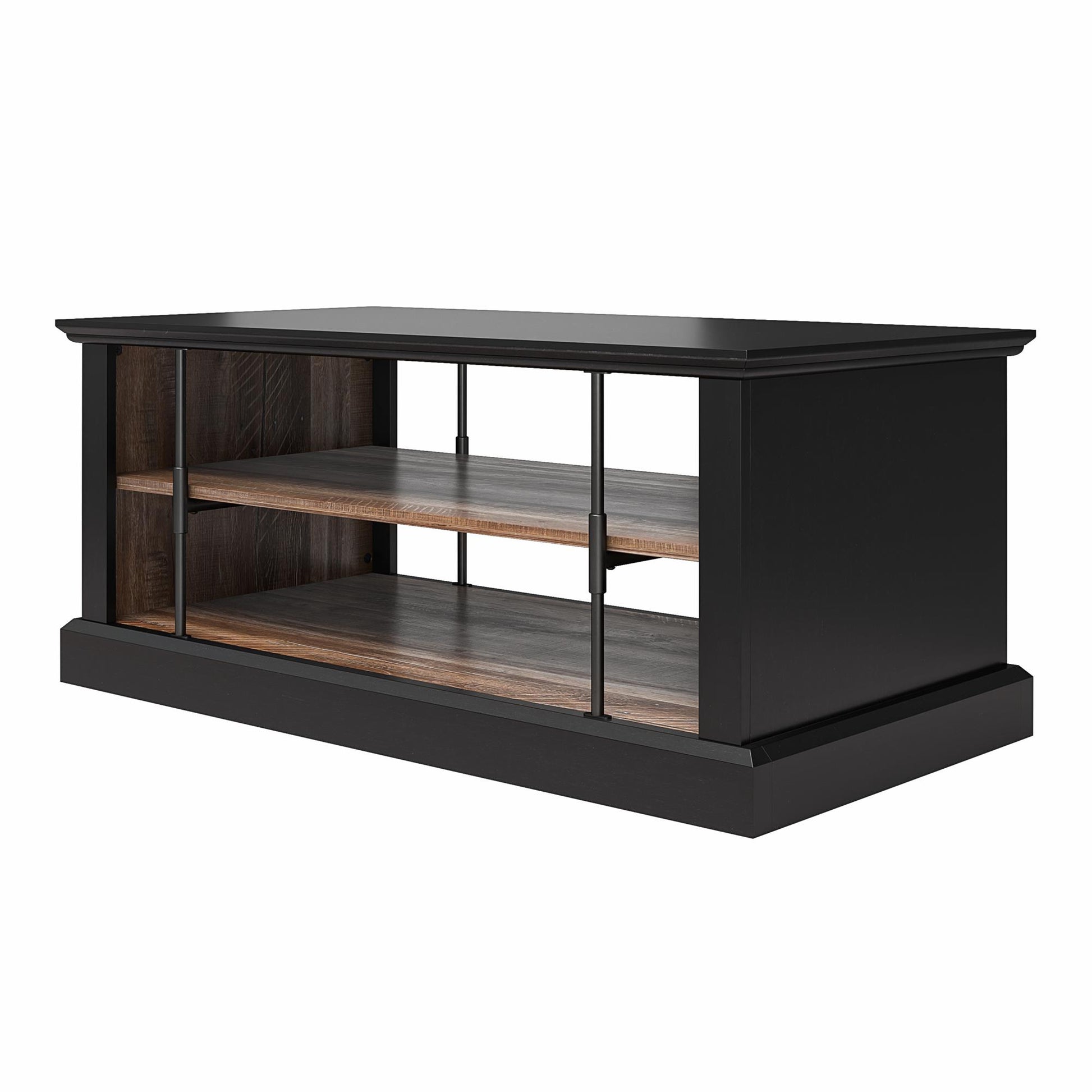 Hoffman Two-Toned Rustic Coffee Table with 2 Shelves, Black and Walnut - Black